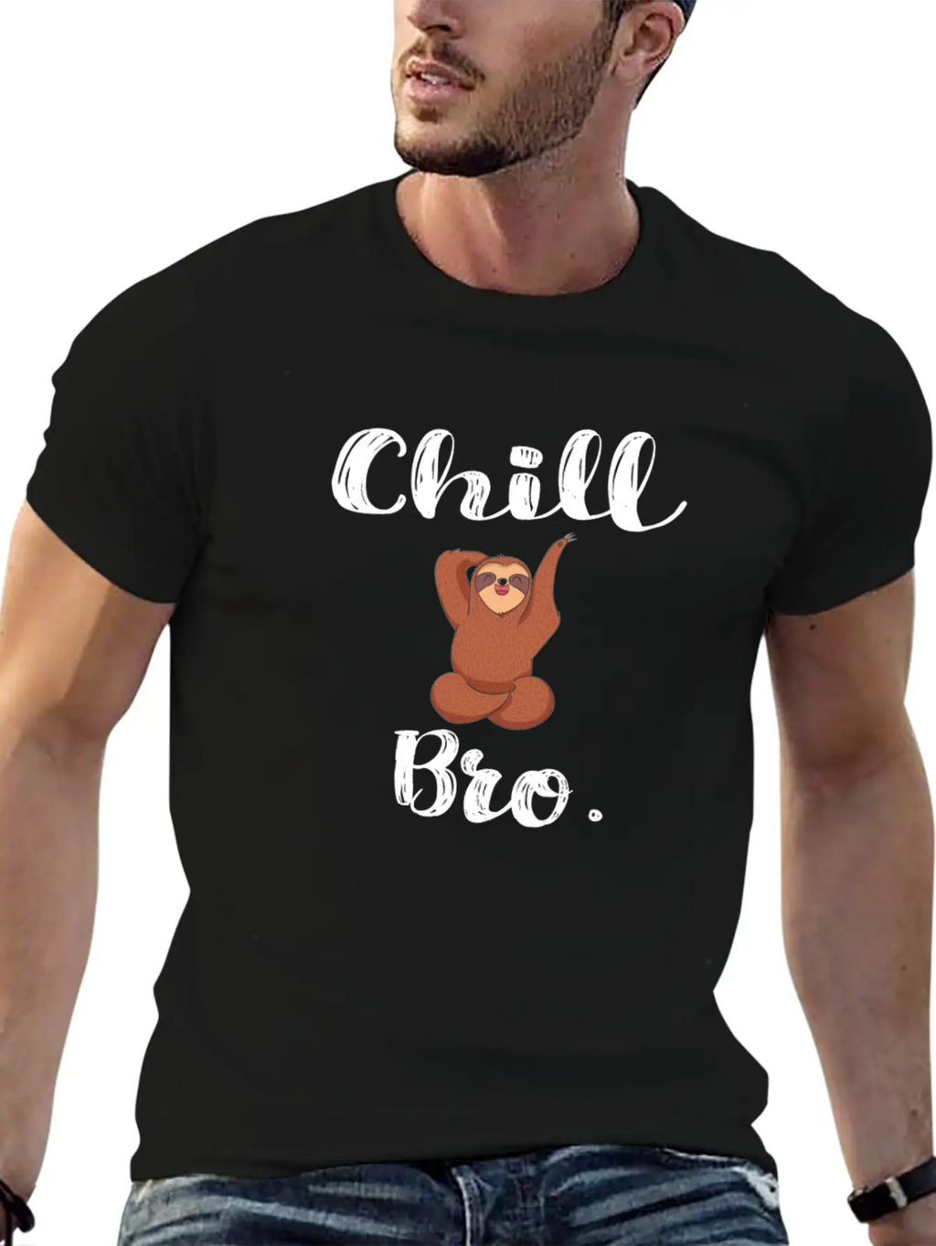 Chill Bro Hang Up Sloth Unisex Short Sleeve Soft Cotton T-Shirt – Casual Everyday Wear