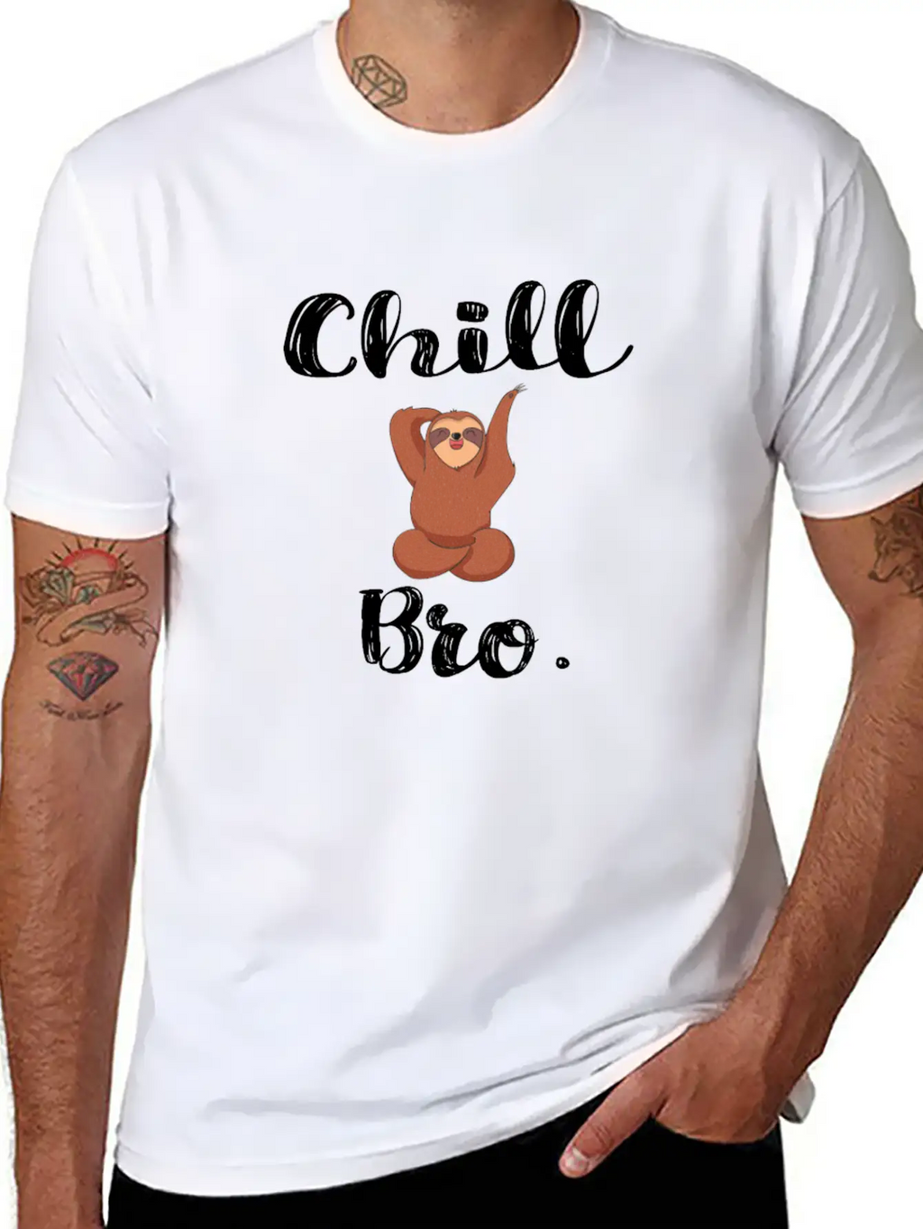 Chill Bro Hang Up Sloth Unisex Short Sleeve Soft Cotton T-Shirt – Casual Everyday Wear