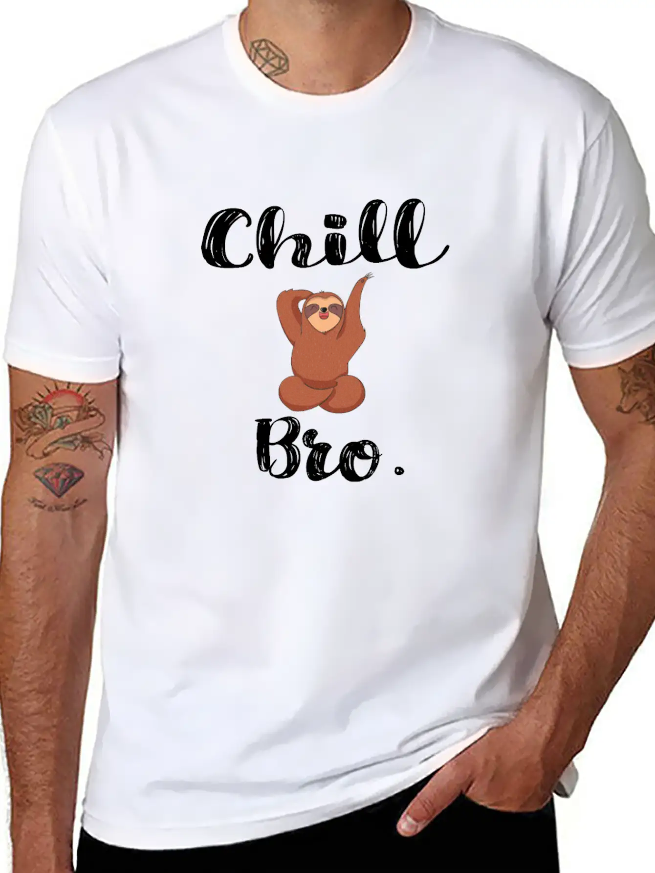 Chill Bro Hang Up Sloth Unisex Short Sleeve Soft Cotton T-Shirt – Casual Everyday Wear