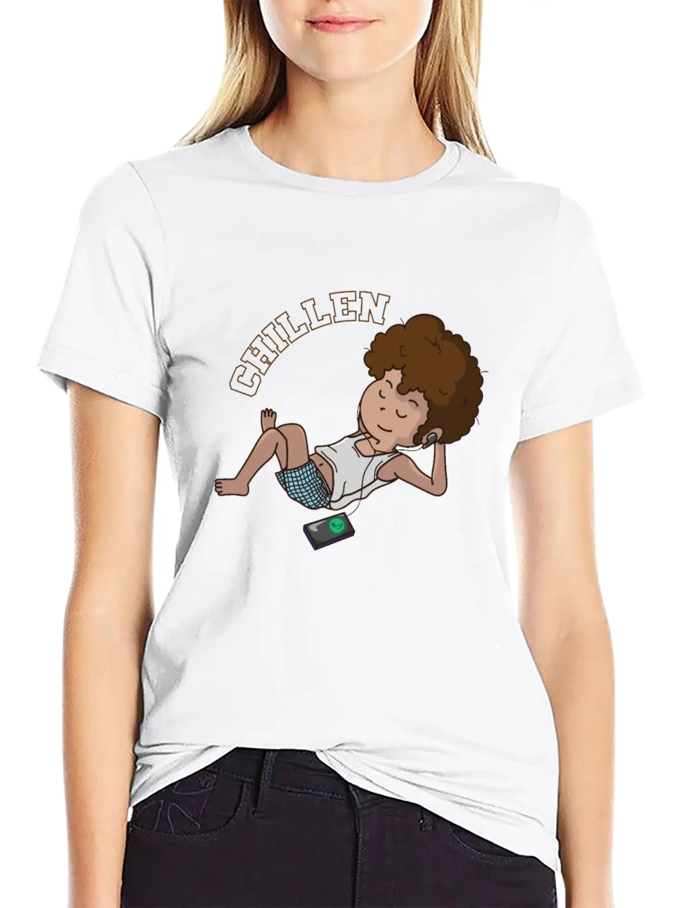 Chilling And Listening To Music Unisex Short Sleeve Soft Cotton T-Shirt – Casual Everyday Wear