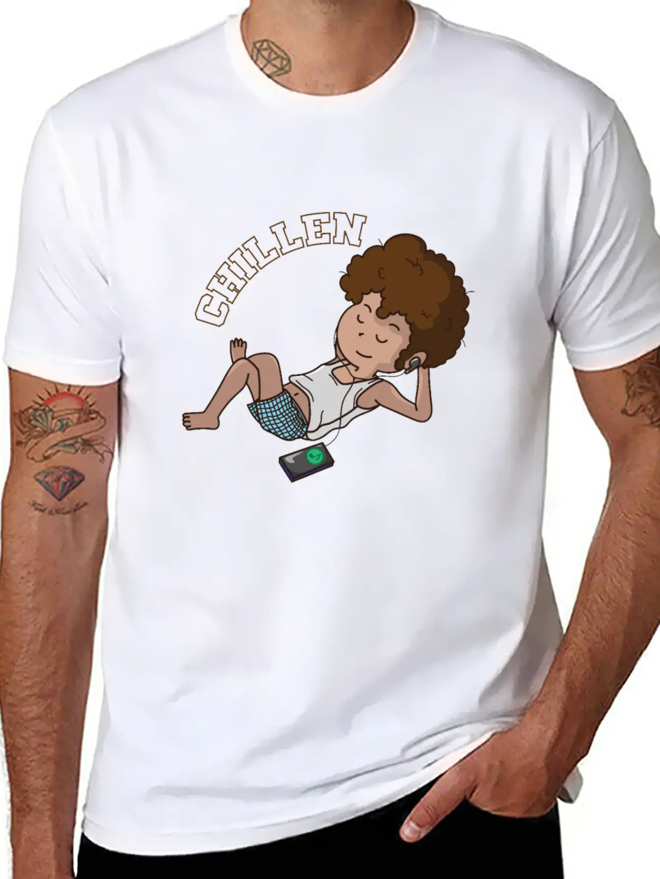 Chilling And Listening To Music Unisex Short Sleeve Soft Cotton T-Shirt – Casual Everyday Wear