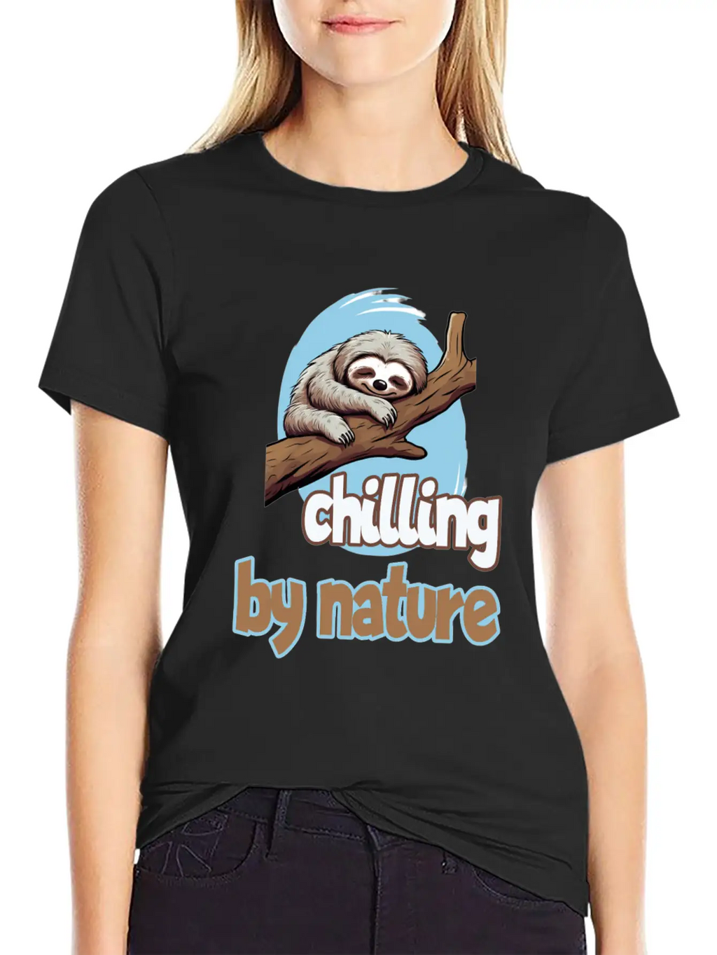Chilling By Nature Sloth Chilling Relaxing Casual Graphic T-Shirt – Simple And Comfortable Daily Wear