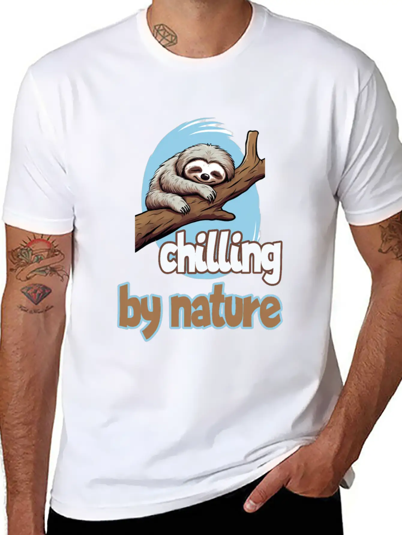 Chilling By Nature Sloth Chilling Relaxing Casual Graphic T-Shirt – Simple And Comfortable Daily Wear