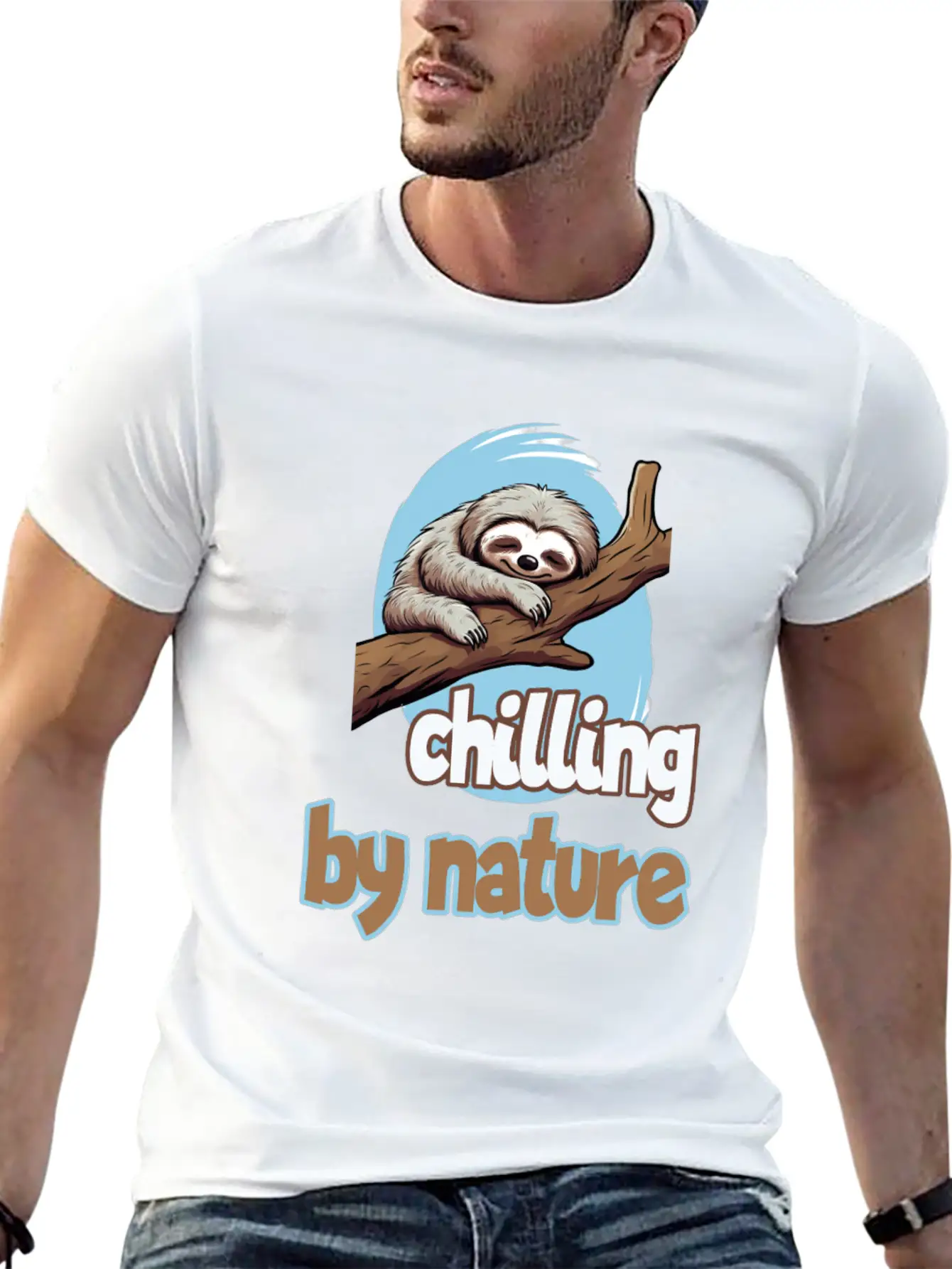 Chilling By Nature Sloth Chilling Relaxing Casual Graphic T-Shirt – Simple And Comfortable Daily Wear