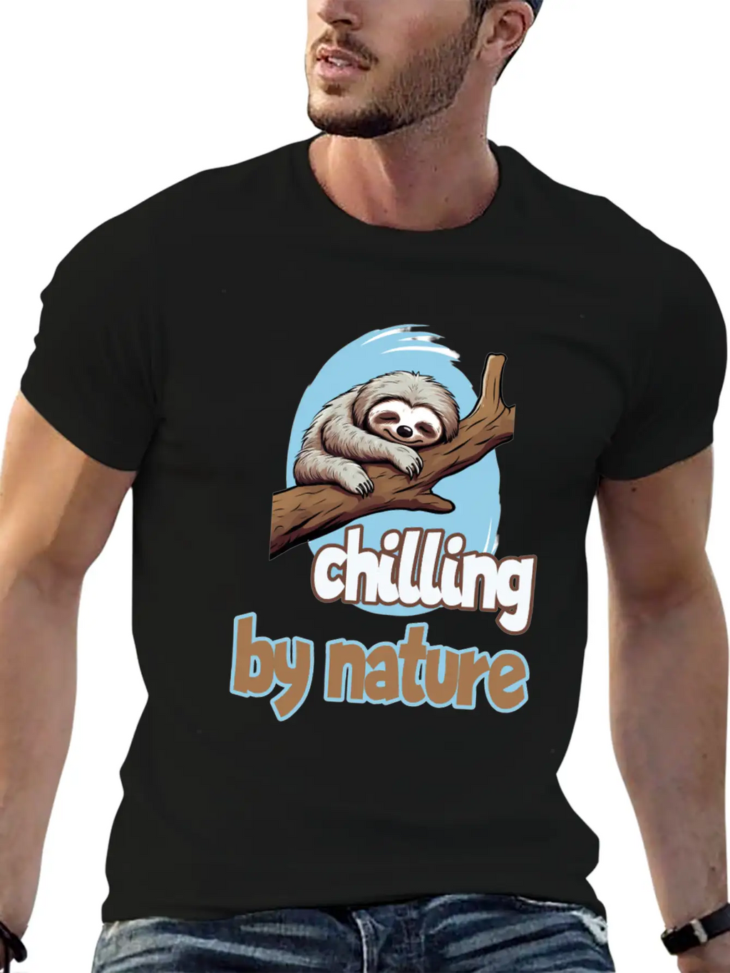 Chilling By Nature Sloth Chilling Relaxing Casual Graphic T-Shirt – Simple And Comfortable Daily Wear
