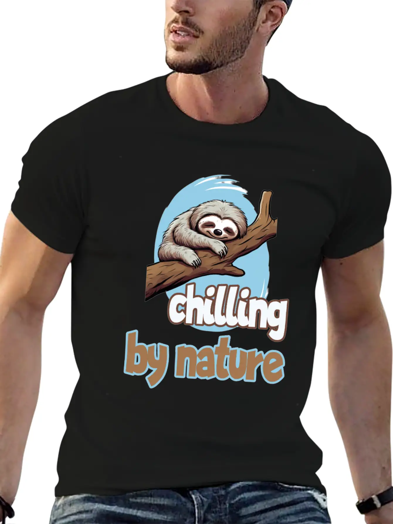 Chilling By Nature Sloth Chilling Relaxing Casual Graphic T-Shirt – Simple And Comfortable Daily Wear