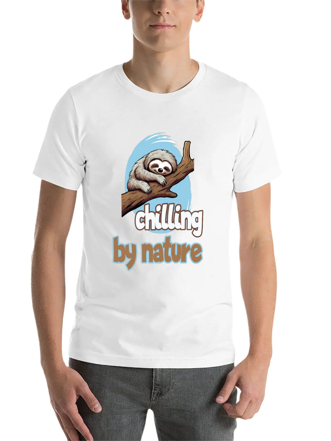 Chilling By Nature Sloth Chilling Relaxing Casual Graphic T-Shirt – Simple And Comfortable Daily Wear