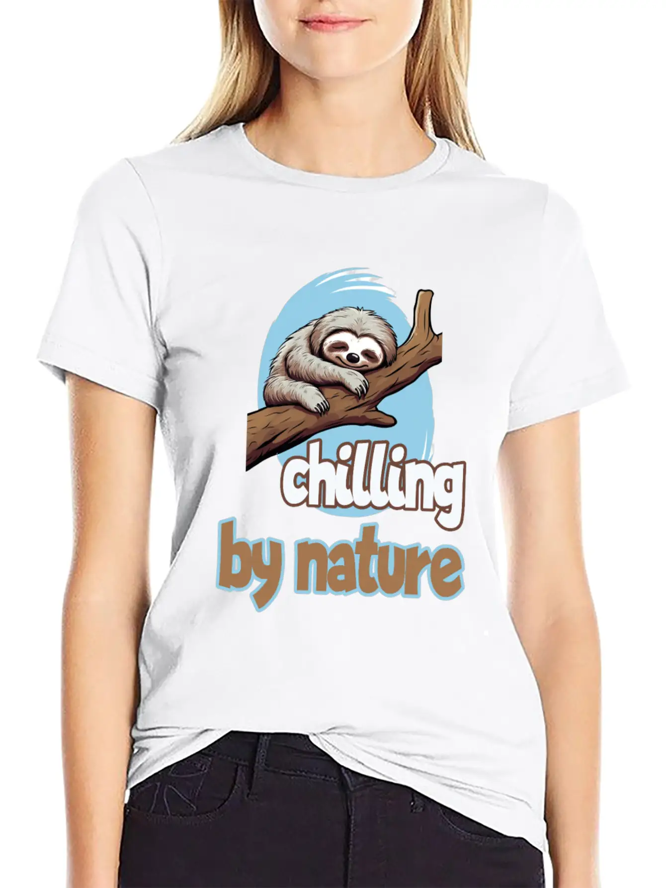 Chilling By Nature Sloth Chilling Relaxing Casual Graphic T-Shirt – Simple And Comfortable Daily Wear