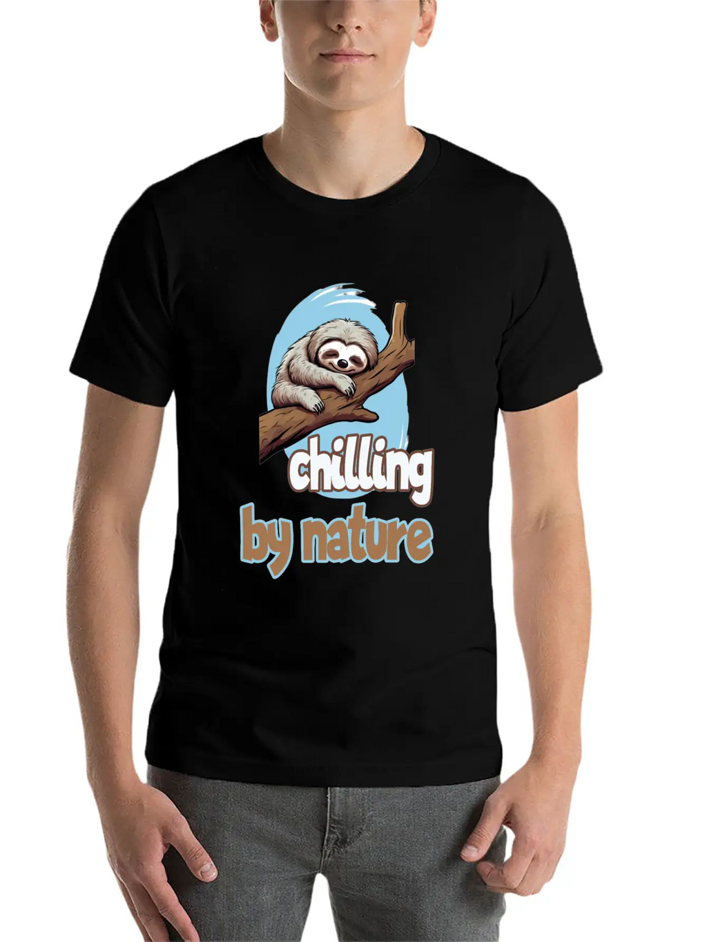 Chilling By Nature Sloth Chilling Relaxing Casual Graphic T-Shirt – Simple And Comfortable Daily Wear
