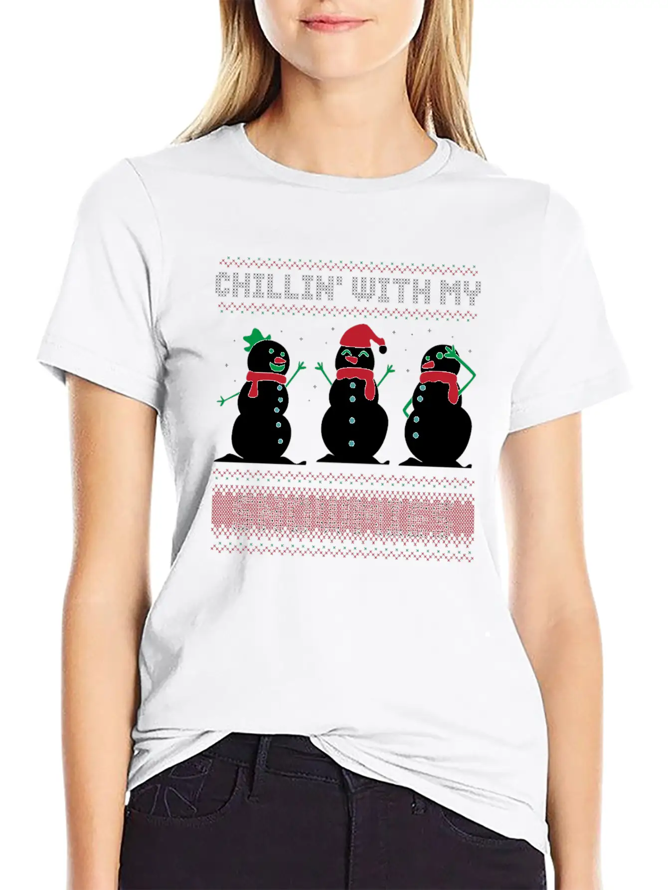 Chilling With My Snowmies Essential Cotton Tee For Daily Outfits – Unisex Style