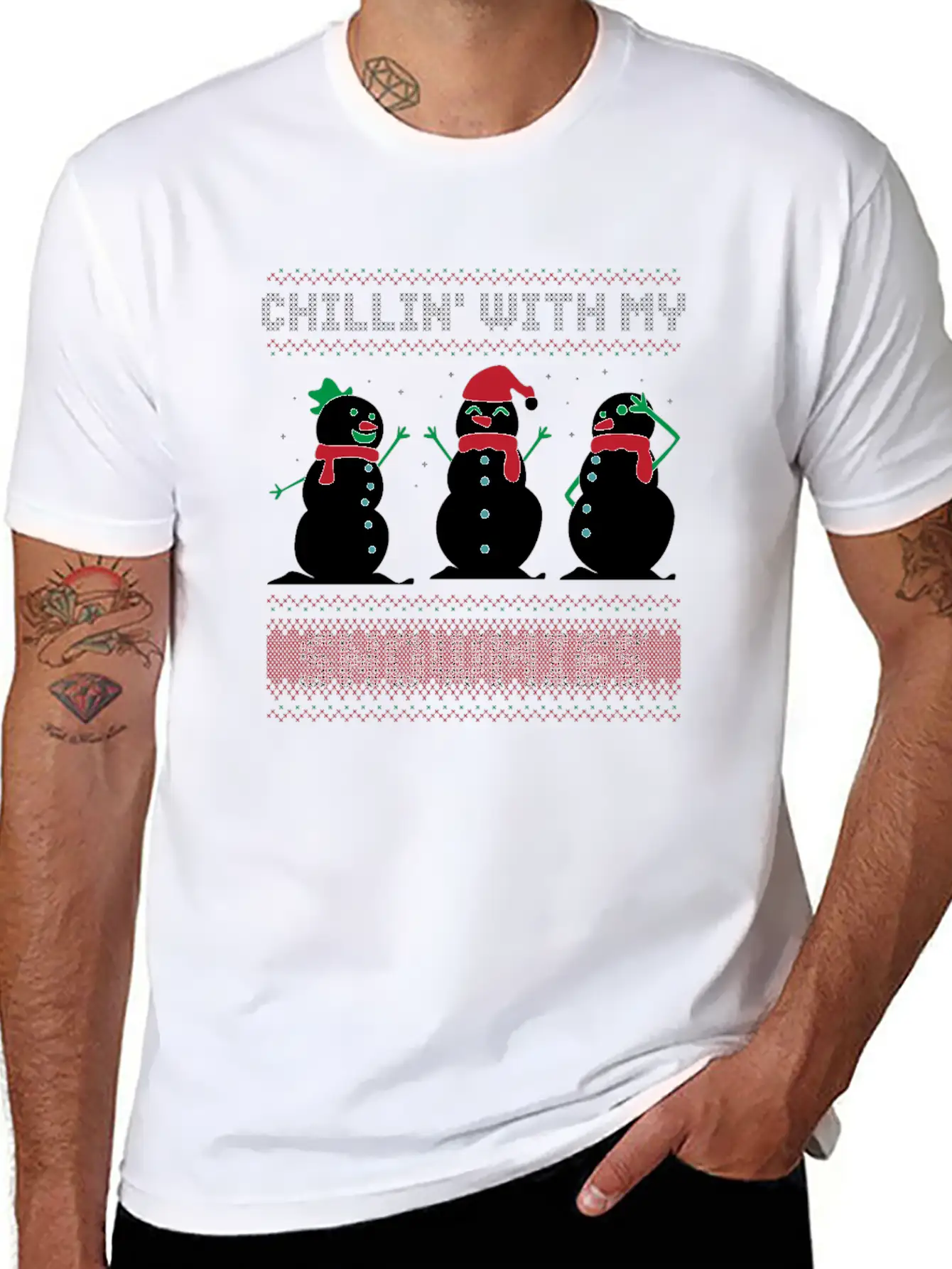 Chilling With My Snowmies Essential Cotton Tee For Daily Outfits – Unisex Style