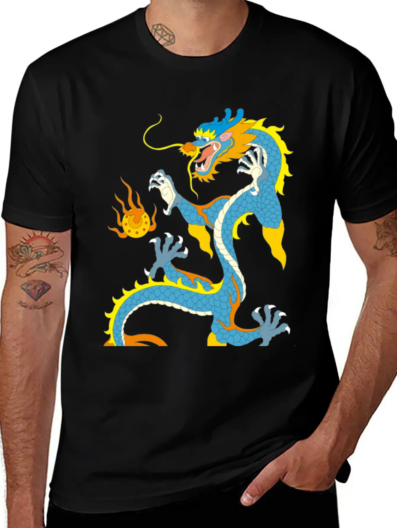 Chinese Classical Dragon Pattern Stylish Everyday T-Shirt – Unisex Basic Cotton Tee