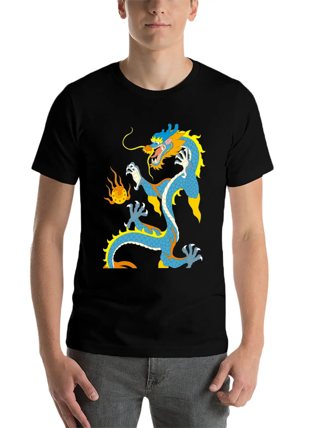 Chinese Classical Dragon Pattern Stylish Everyday T-Shirt – Unisex Basic Cotton Tee
