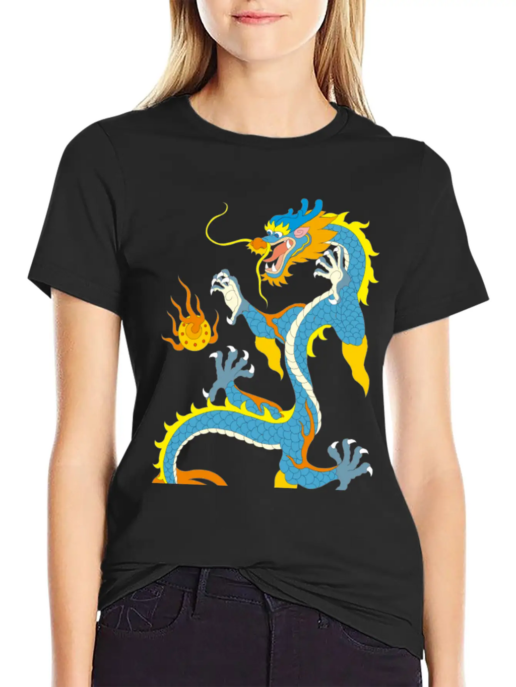Chinese Classical Dragon Pattern Stylish Everyday T-Shirt – Unisex Basic Cotton Tee