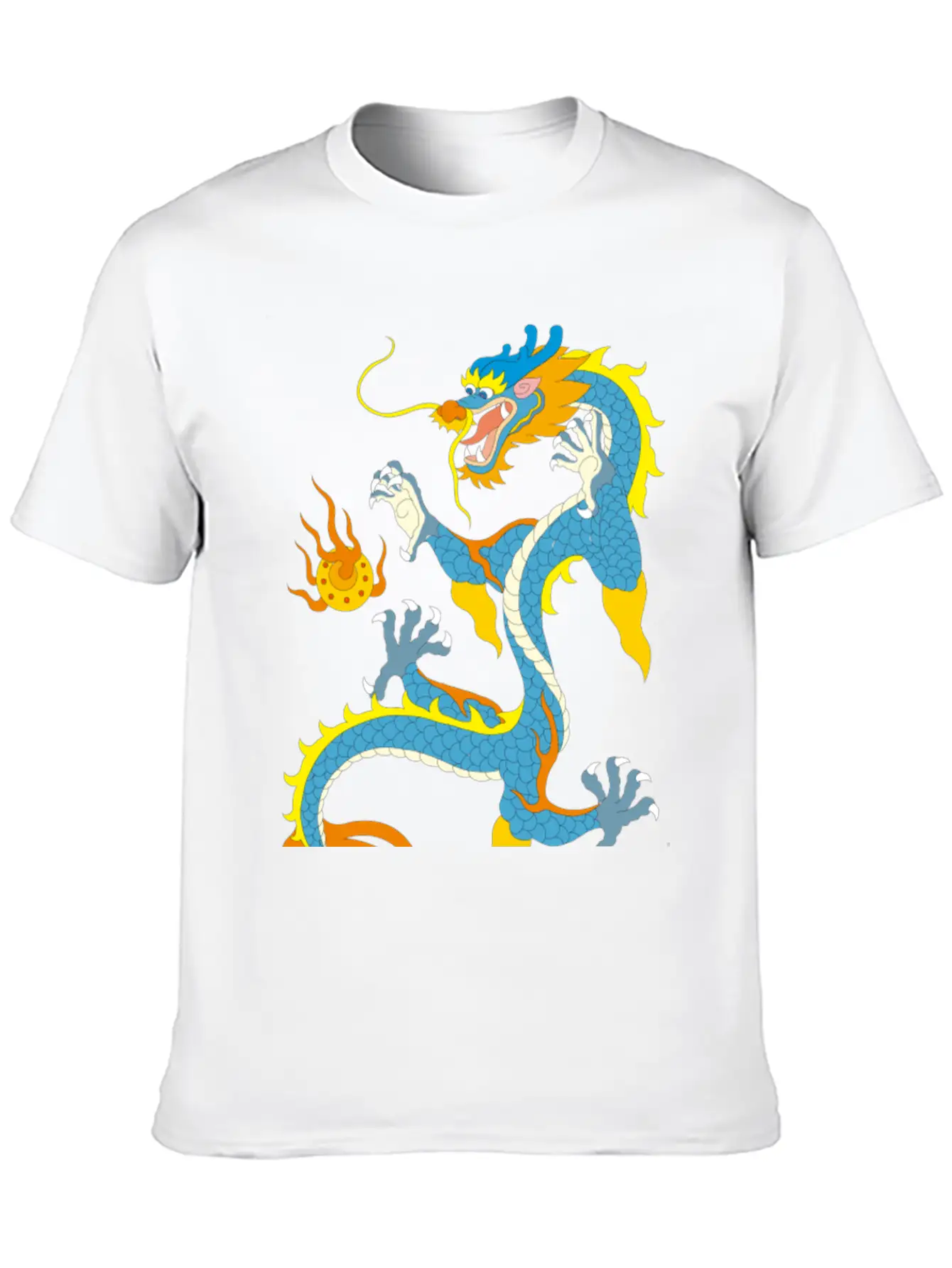 Chinese Classical Dragon Pattern Stylish Everyday T-Shirt – Unisex Basic Cotton Tee