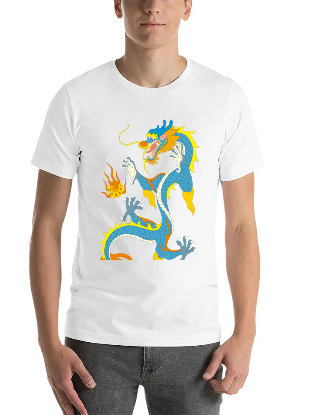 Chinese Classical Dragon Pattern Stylish Everyday T-Shirt – Unisex Basic Cotton Tee