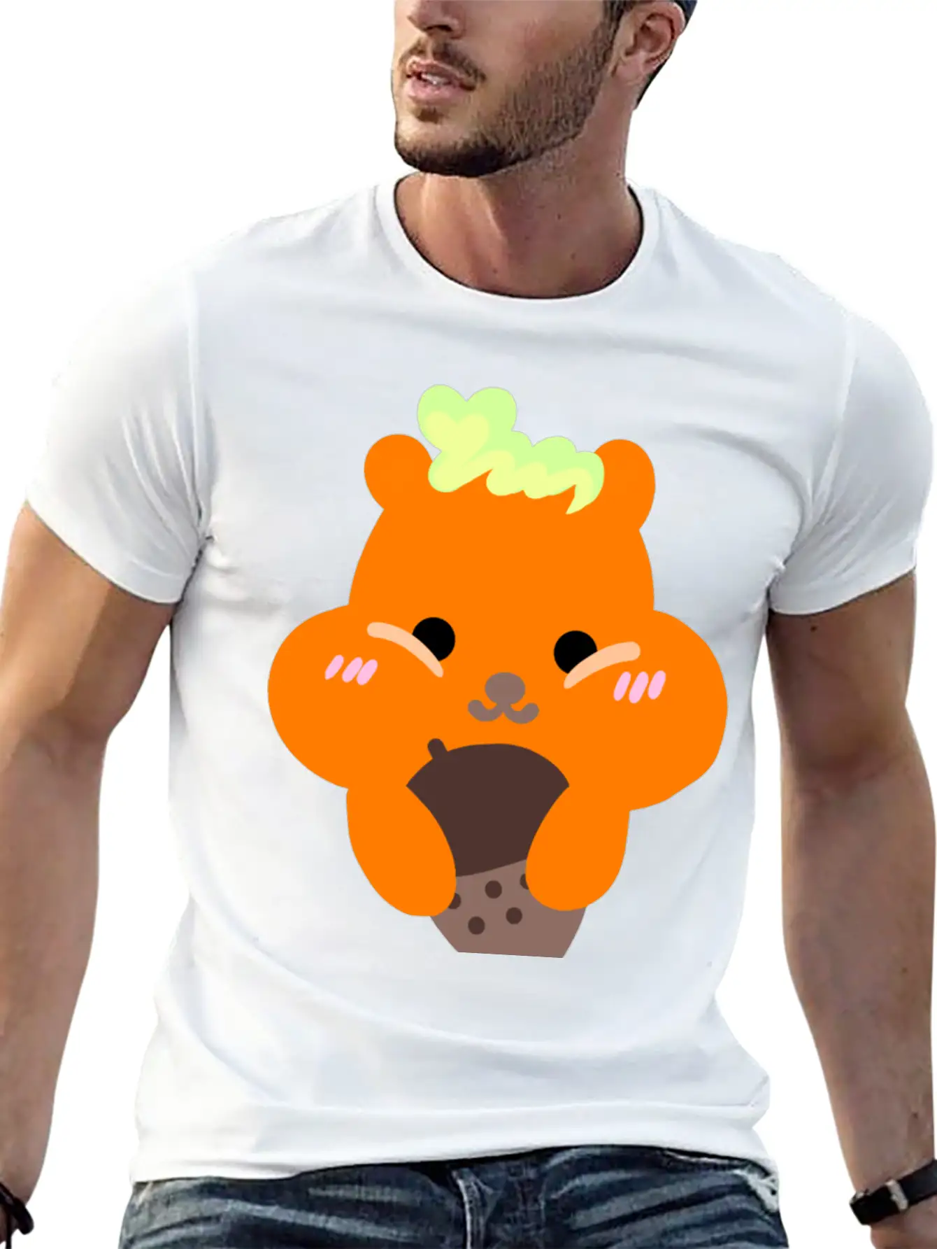 Chipmunk Loves Acorn, Yum Breathable Soft Cotton T-Shirt – Timeless Casual Look