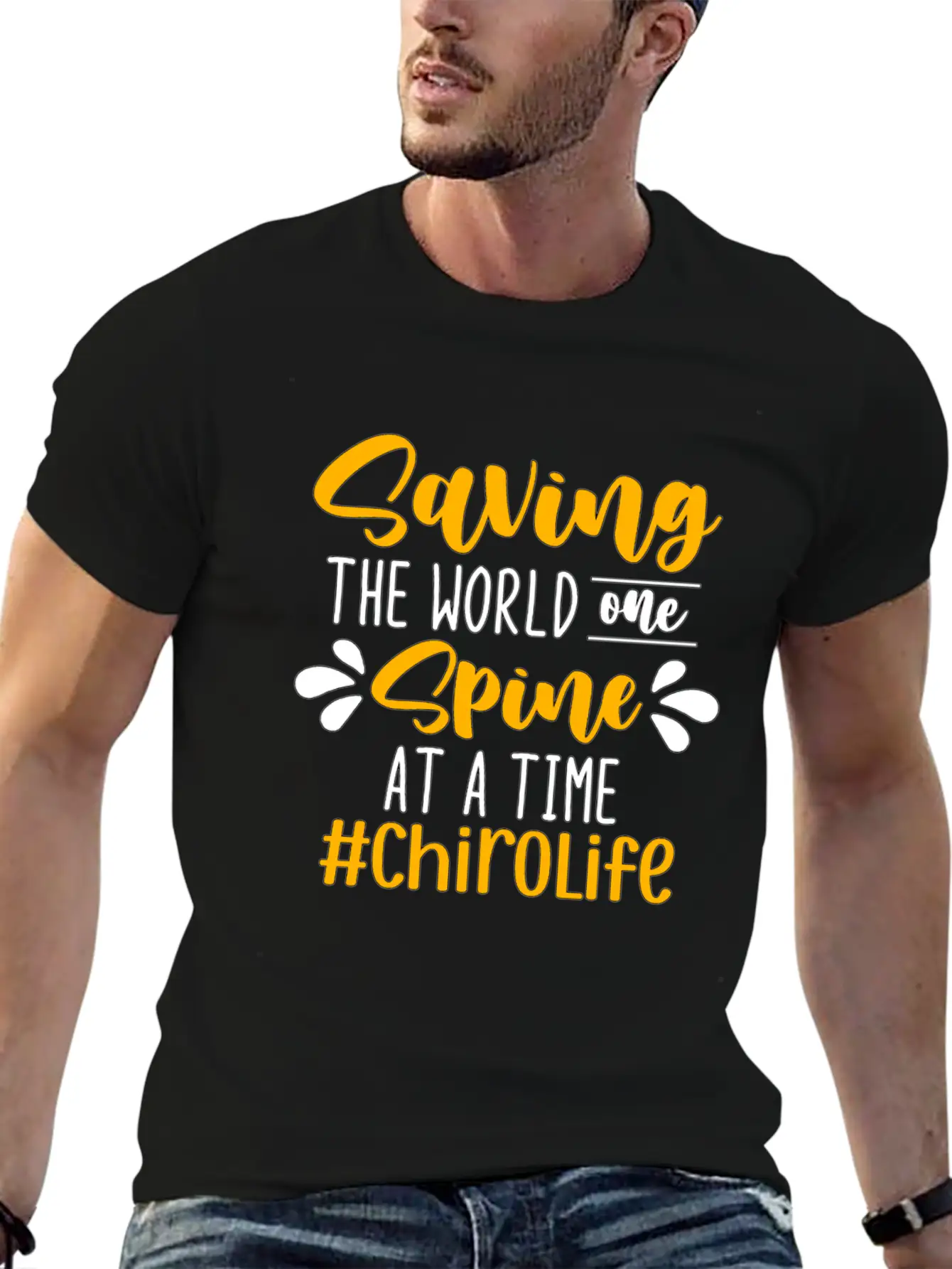 Chiropractic Saving The World Massage Chiropractor Classic Fit Graphic Tee For Daily Comfort – Unisex Cotton Shirt