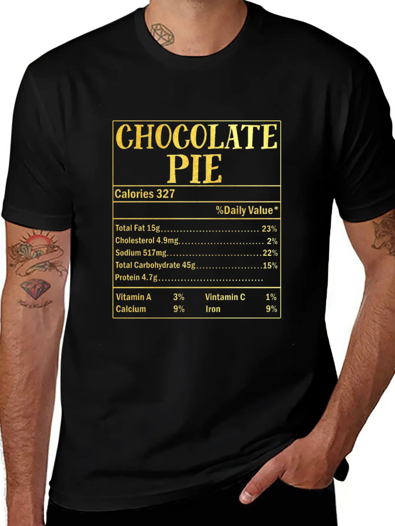 Chocolate Pie Nutrition Facts Family Thanksgiving Casual Graphic T-Shirt – Simple And Comfortable Daily Wear