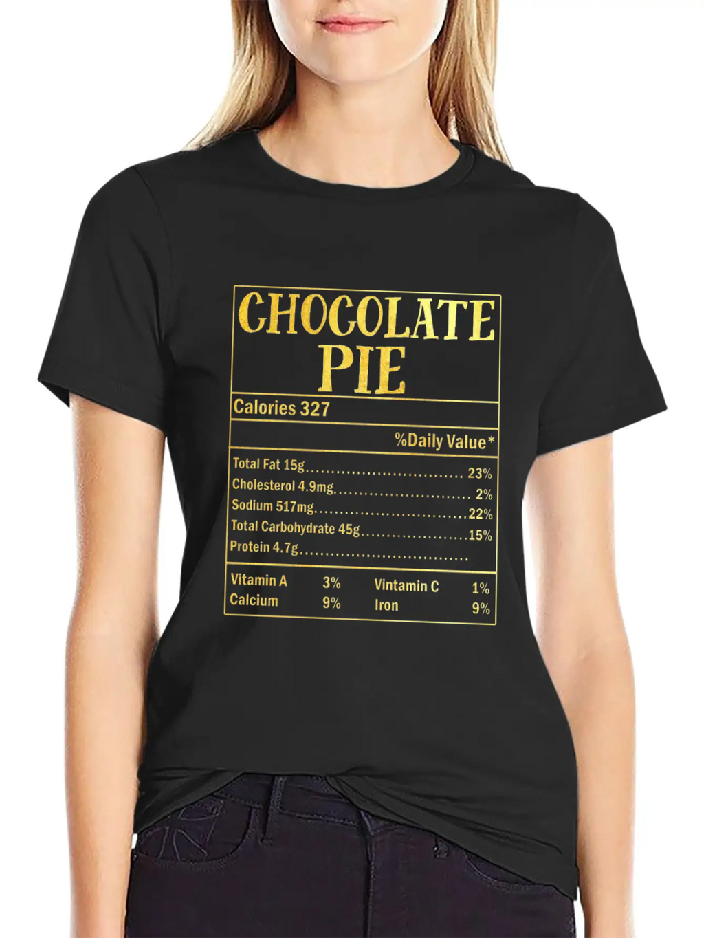 Chocolate Pie Nutrition Facts Family Thanksgiving Casual Graphic T-Shirt – Simple And Comfortable Daily Wear