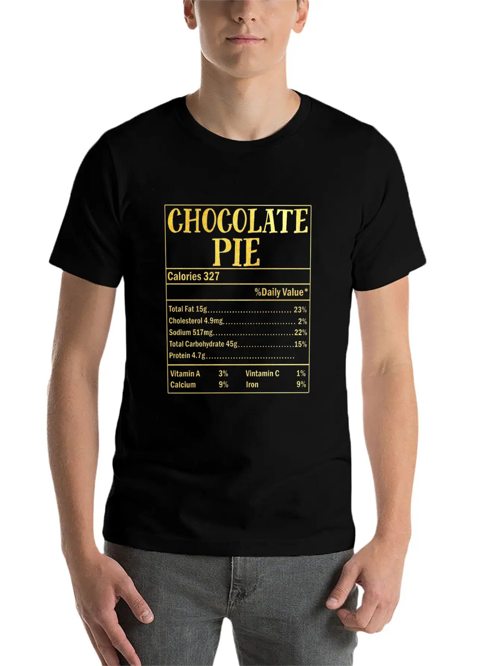 Chocolate Pie Nutrition Facts Family Thanksgiving Casual Graphic T-Shirt – Simple And Comfortable Daily Wear