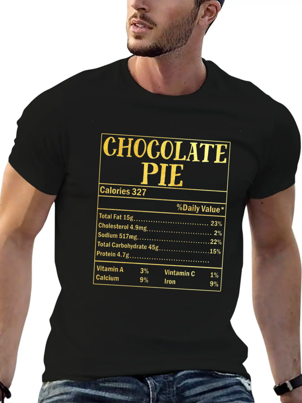 Chocolate Pie Nutrition Facts Family Thanksgiving Casual Graphic T-Shirt – Simple And Comfortable Daily Wear