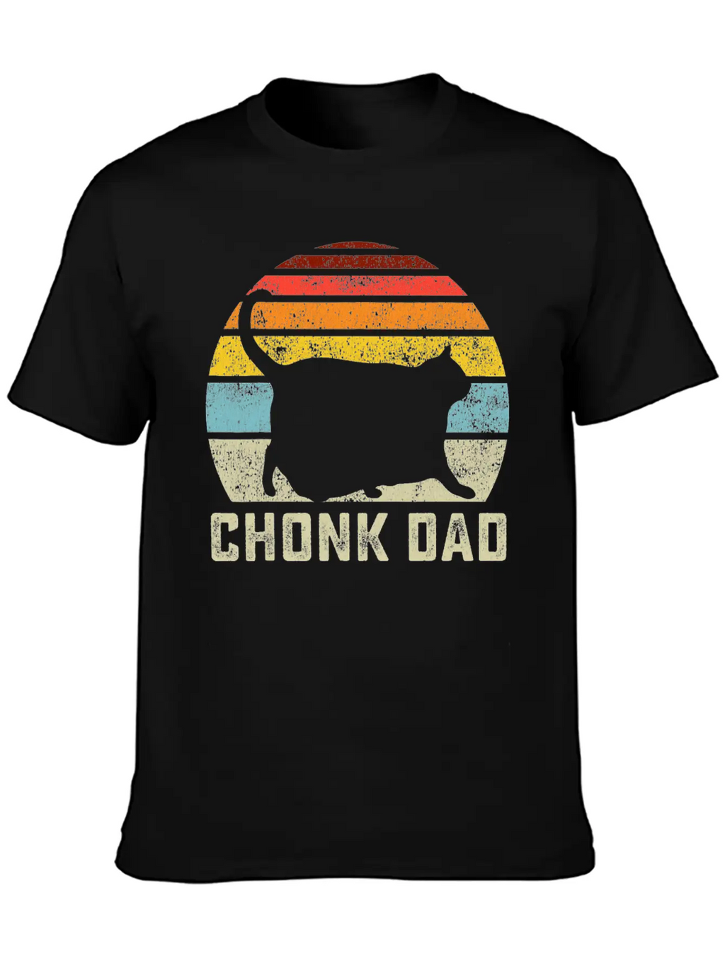 Chonk Cat Dad Scale Meme Retro Style Daddy Cats Unisex Short Sleeve Soft Cotton T-Shirt – Casual Everyday Wear