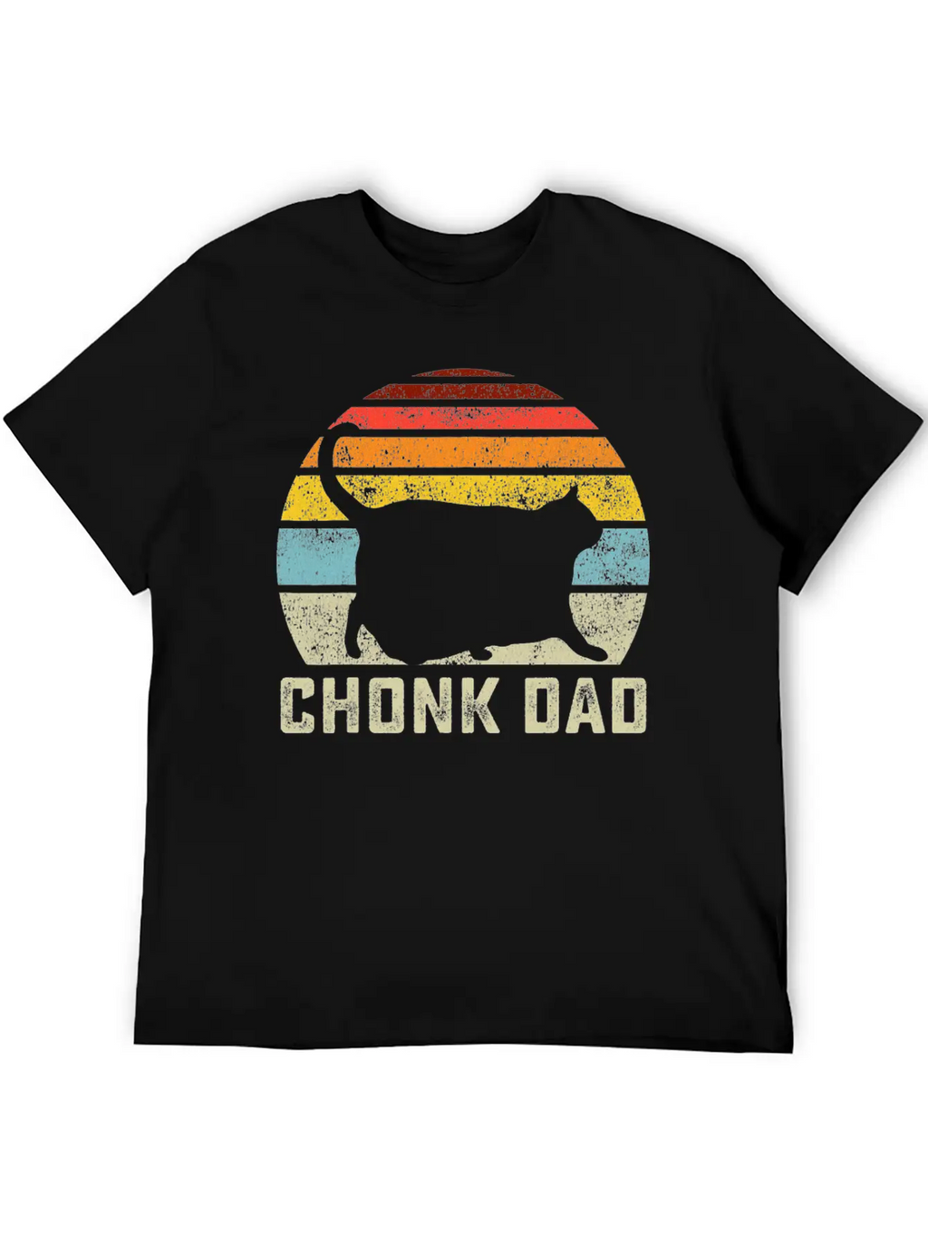 Chonk Cat Dad Scale Meme Retro Style Daddy Cats Unisex Short Sleeve Soft Cotton T-Shirt – Casual Everyday Wear
