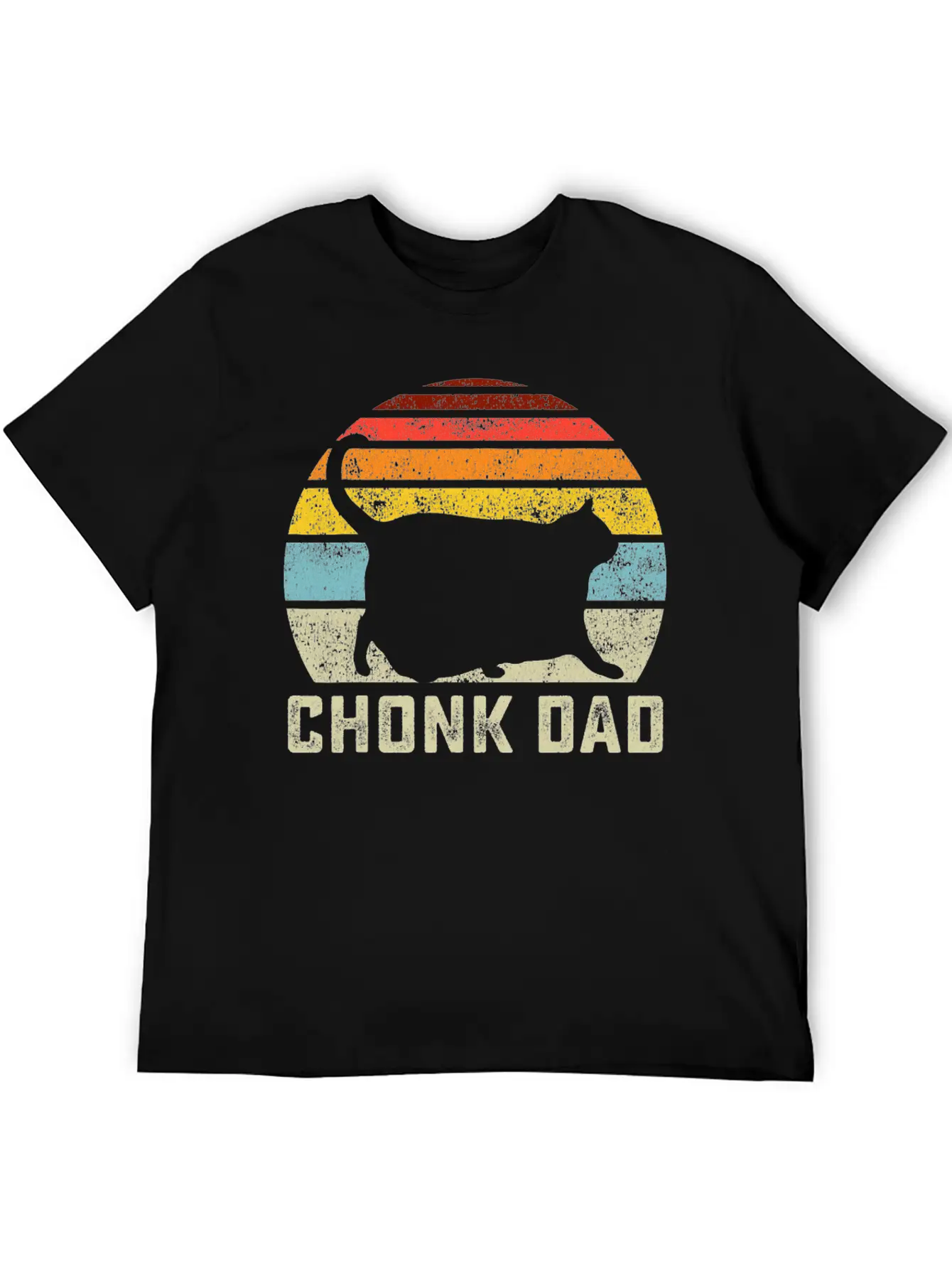 Chonk Cat Dad Scale Meme Retro Style Daddy Cats Unisex Short Sleeve Soft Cotton T-Shirt – Casual Everyday Wear