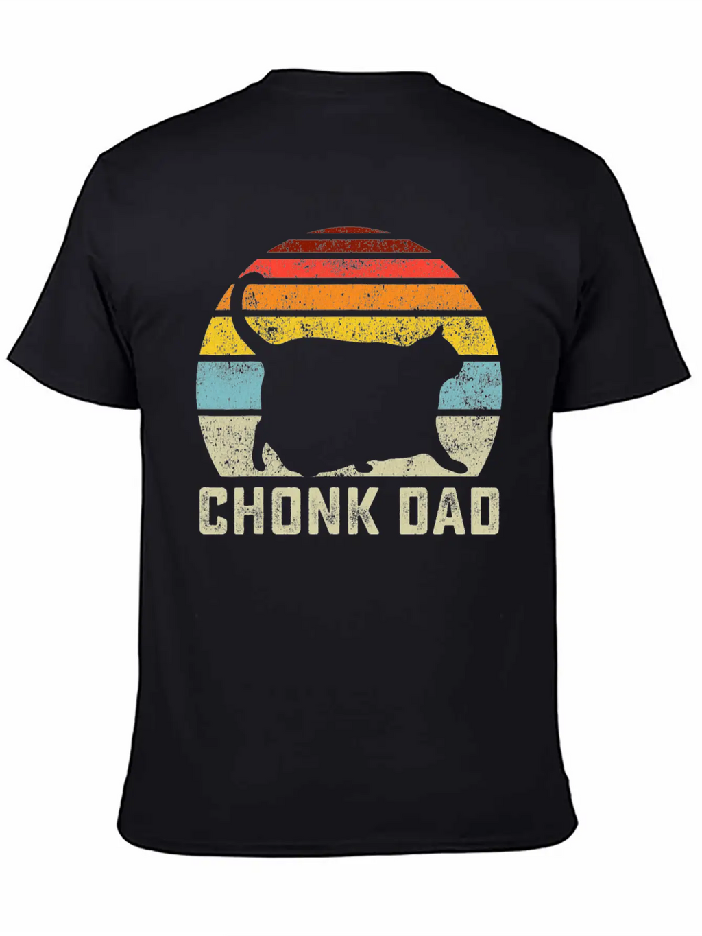 Chonk Cat Dad Scale Meme Retro Style Daddy Cats Unisex Short Sleeve Soft Cotton T-Shirt – Casual Everyday Wear