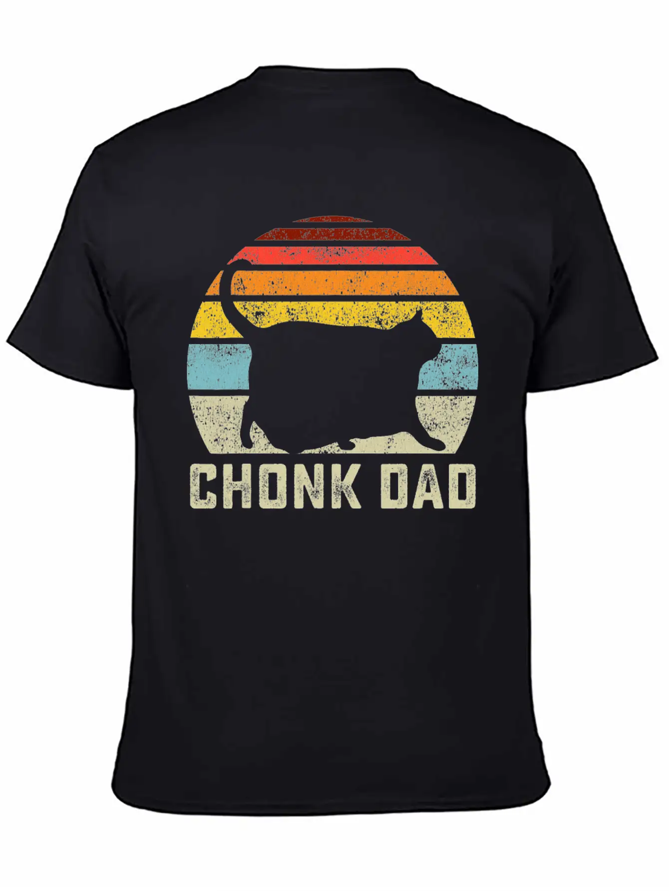 Chonk Cat Dad Scale Meme Retro Style Daddy Cats Unisex Short Sleeve Soft Cotton T-Shirt – Casual Everyday Wear