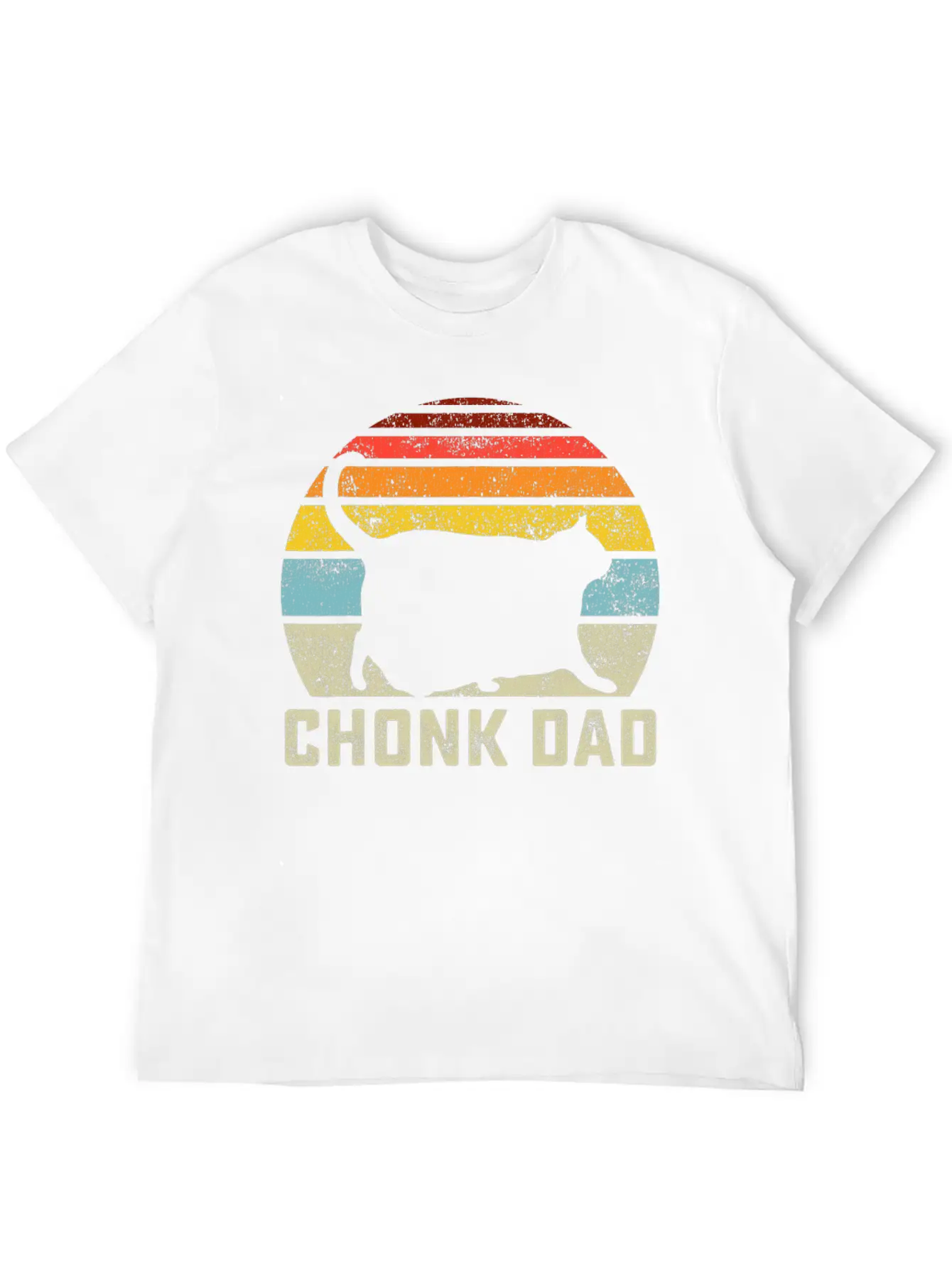 Chonk Cat Dad Scale Meme Retro Style Daddy Cats Unisex Short Sleeve Soft Cotton T-Shirt – Casual Everyday Wear