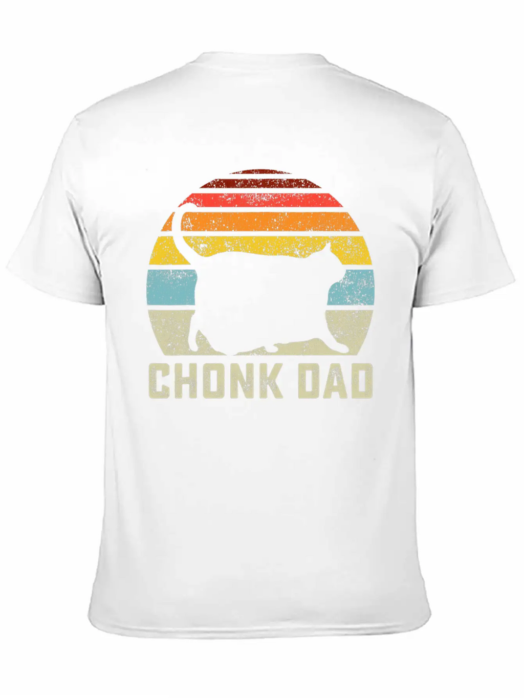 Chonk Cat Dad Scale Meme Retro Style Daddy Cats Unisex Short Sleeve Soft Cotton T-Shirt – Casual Everyday Wear