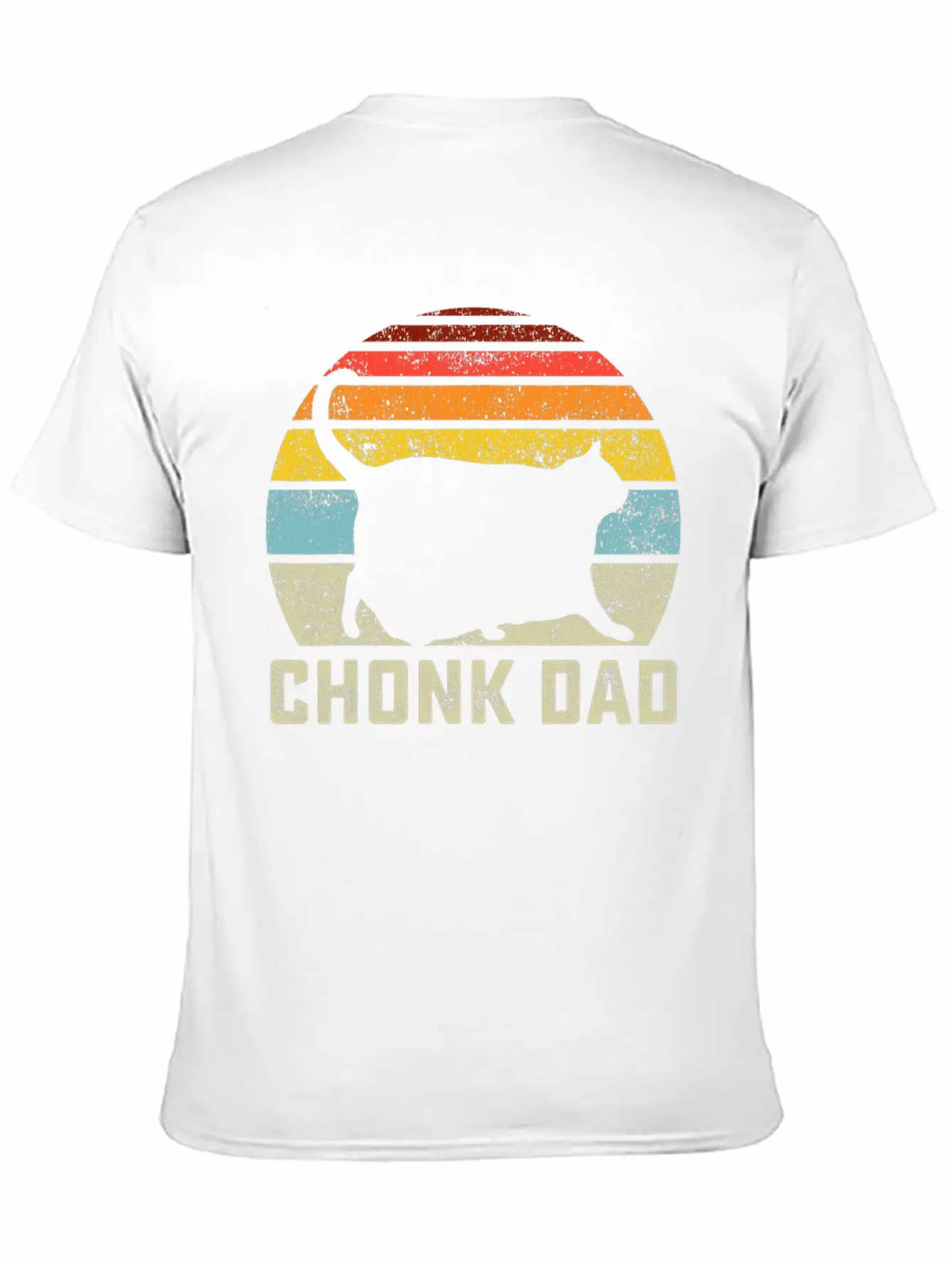Chonk Cat Dad Scale Meme Retro Style Daddy Cats Unisex Short Sleeve Soft Cotton T-Shirt – Casual Everyday Wear