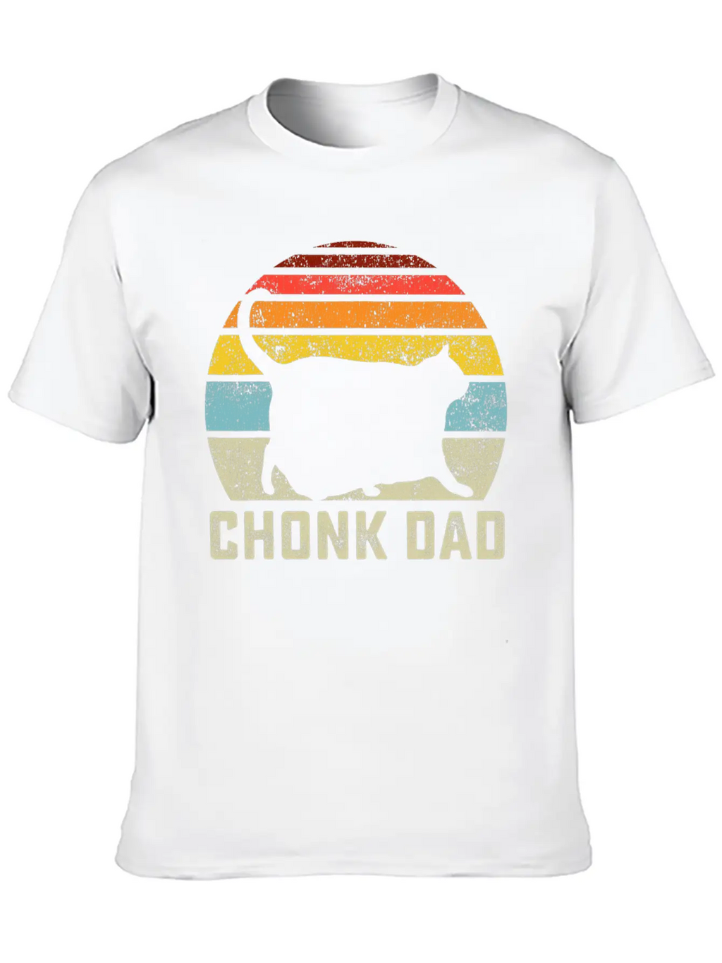 Chonk Cat Dad Scale Meme Retro Style Daddy Cats Unisex Short Sleeve Soft Cotton T-Shirt – Casual Everyday Wear