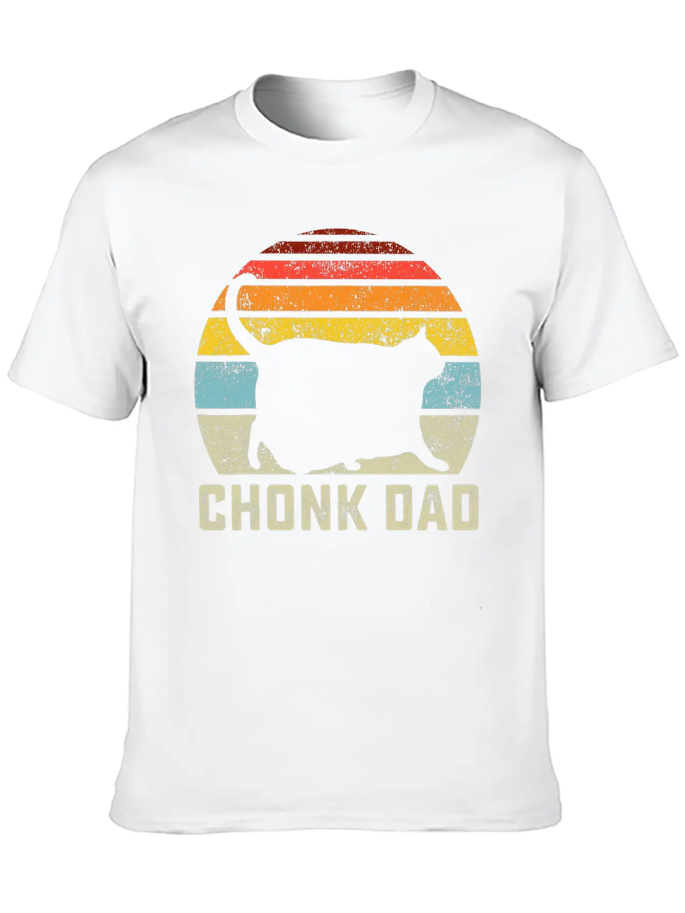 Chonk Cat Dad Scale Meme Retro Style Daddy Cats Unisex Short Sleeve Soft Cotton T-Shirt – Casual Everyday Wear