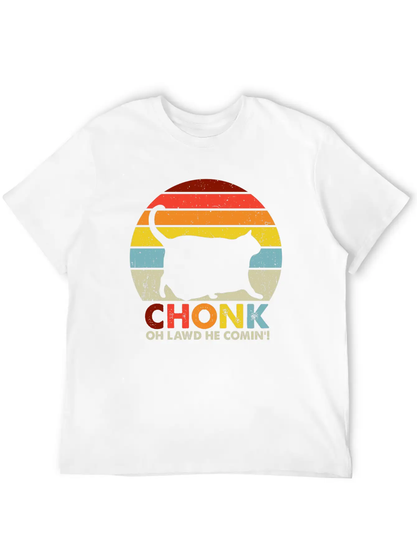 Chonk Cat Scale Meme Funny Retro Style Vintage Cat Unisex Short Sleeve Soft Cotton T-Shirt – Casual Everyday Wear