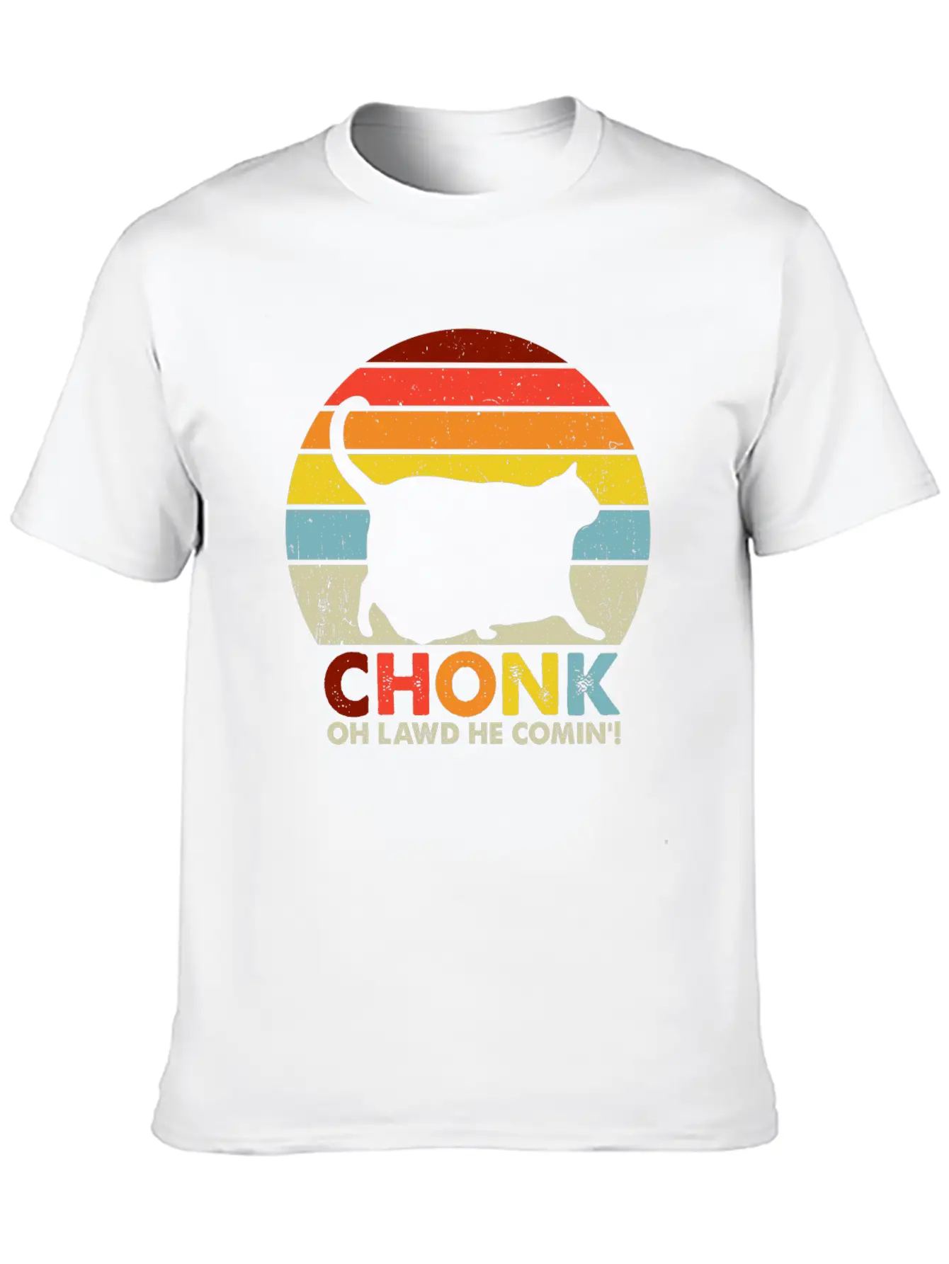 Chonk Cat Scale Meme Funny Retro Style Vintage Cat Unisex Short Sleeve Soft Cotton T-Shirt – Casual Everyday Wear
