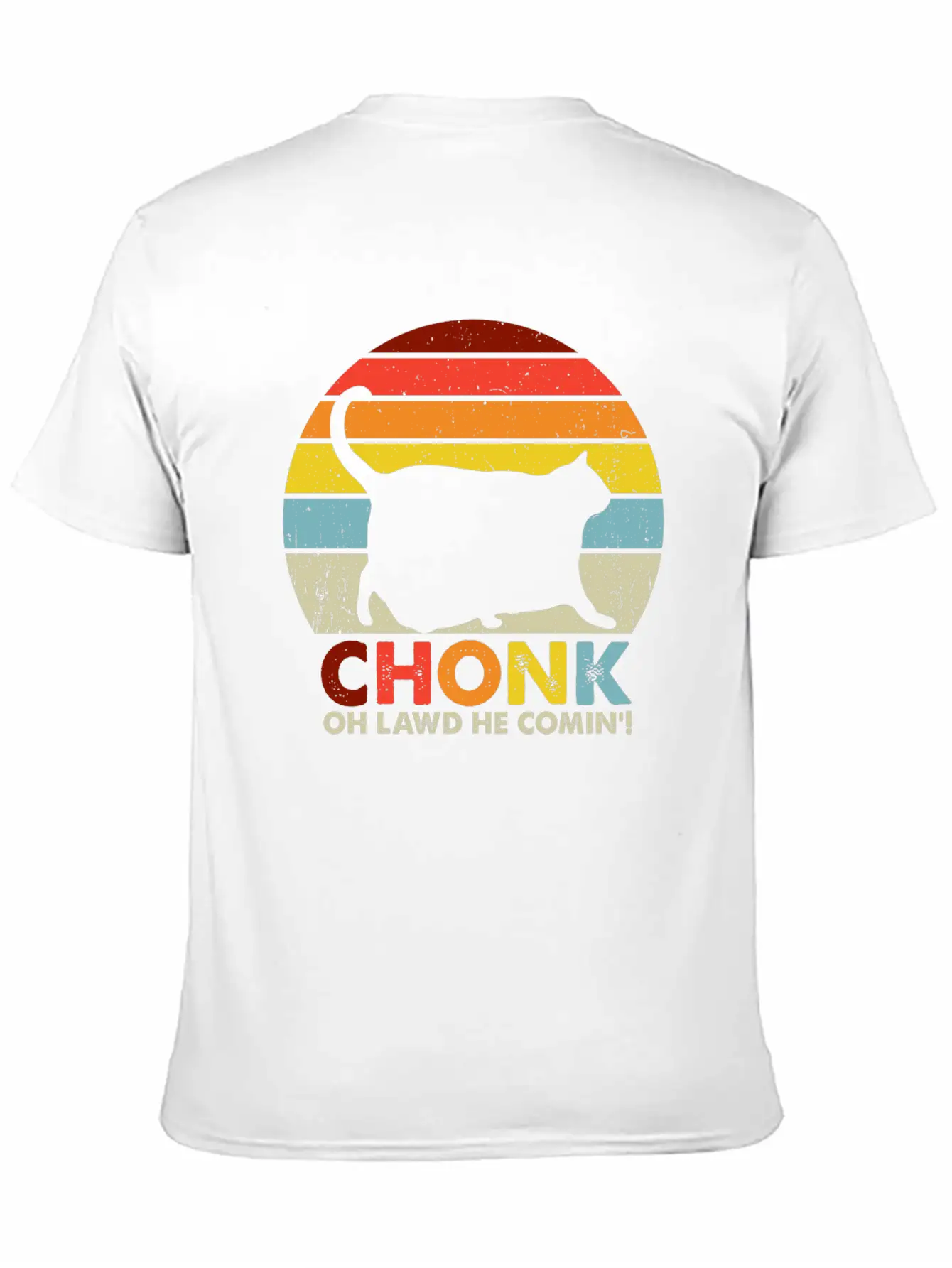 Chonk Cat Scale Meme Funny Retro Style Vintage Cat Unisex Short Sleeve Soft Cotton T-Shirt – Casual Everyday Wear