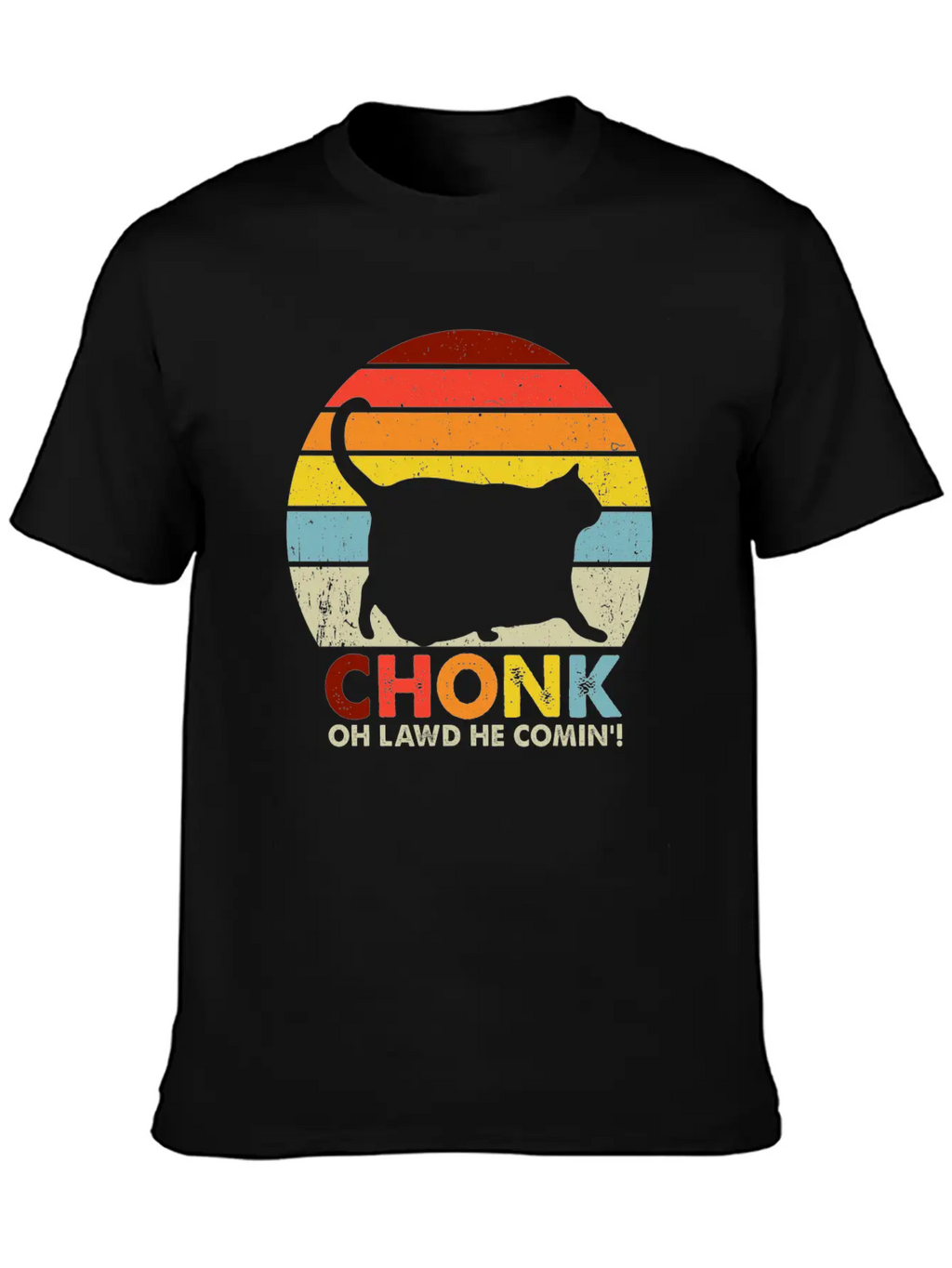 Chonk Cat Scale Meme Funny Retro Style Vintage Cat Unisex Short Sleeve Soft Cotton T-Shirt – Casual Everyday Wear