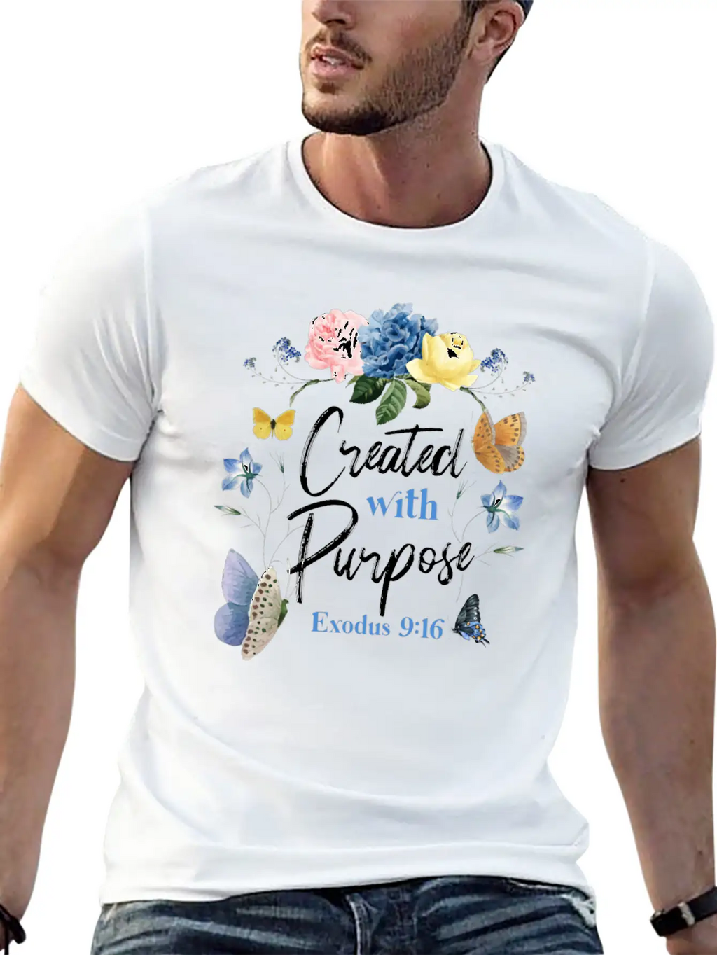 Christian Bible Verse Butterfly Unisex Casual T-Shirt – Clean Design For Daily Comfort