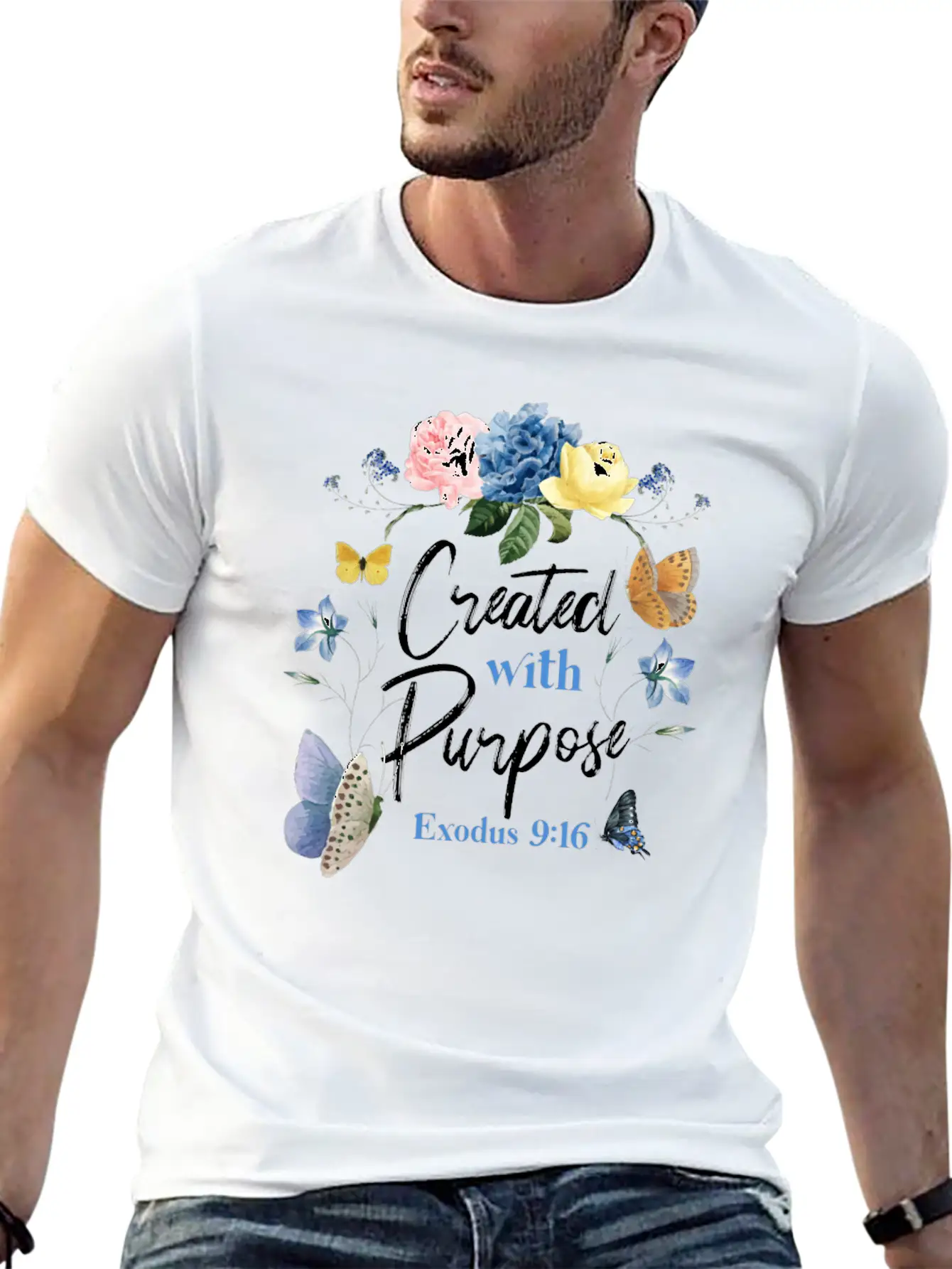 Christian Bible Verse Butterfly Unisex Casual T-Shirt – Clean Design For Daily Comfort