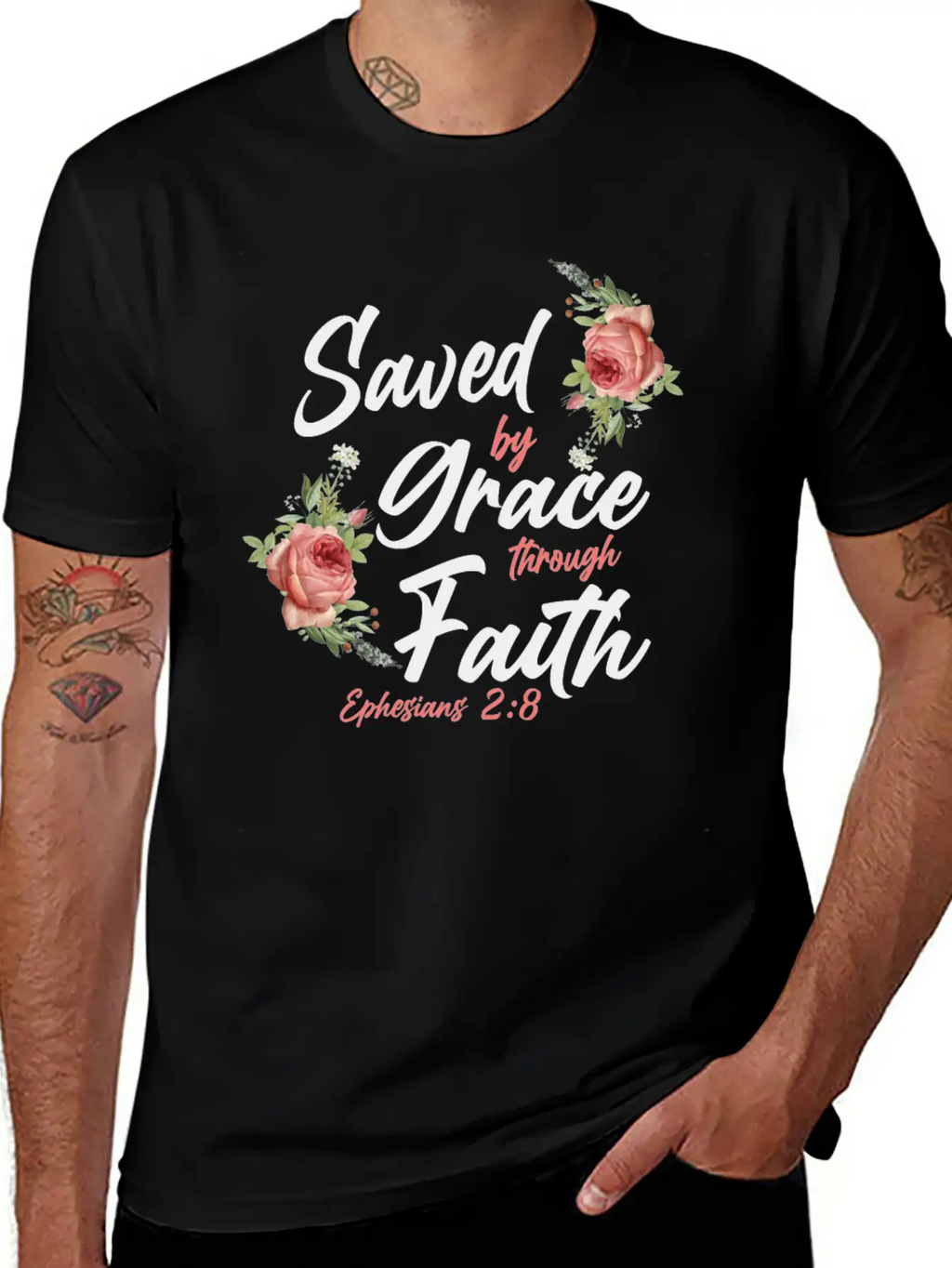 Christian Bible Verse Quote Rose Breathable Soft Cotton T-Shirt – Timeless Casual Look