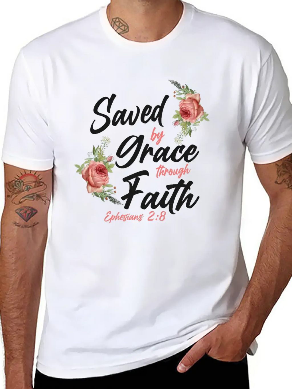 Christian Bible Verse Quote Rose Breathable Soft Cotton T-Shirt – Timeless Casual Look