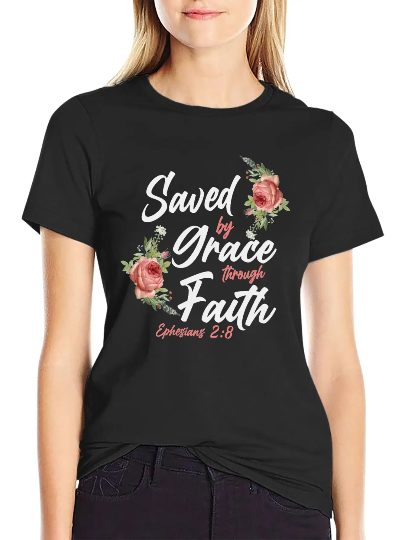 Christian Bible Verse Quote Rose Breathable Soft Cotton T-Shirt – Timeless Casual Look