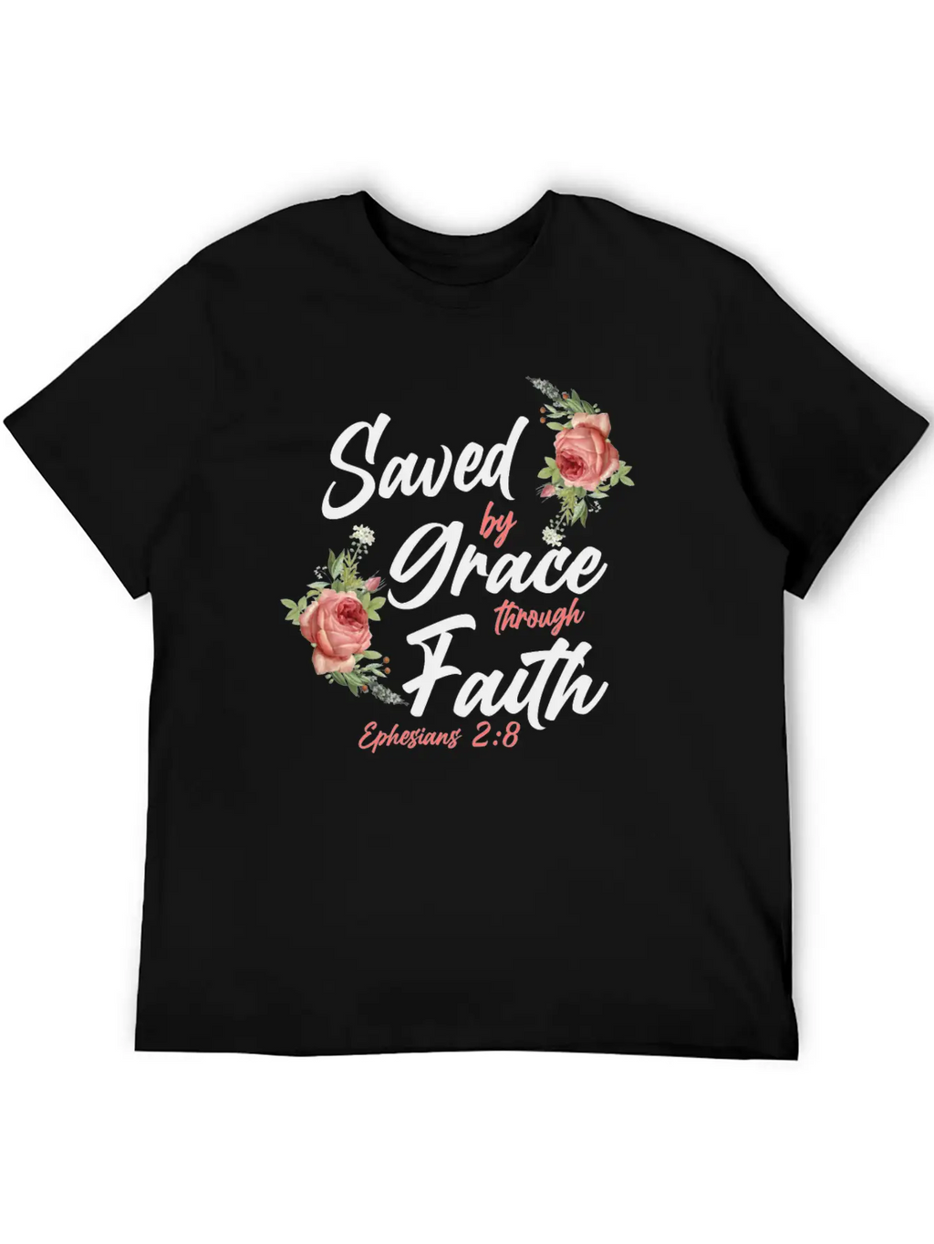 Christian Bible Verse Quote Rose Breathable Soft Cotton T-Shirt – Timeless Casual Look