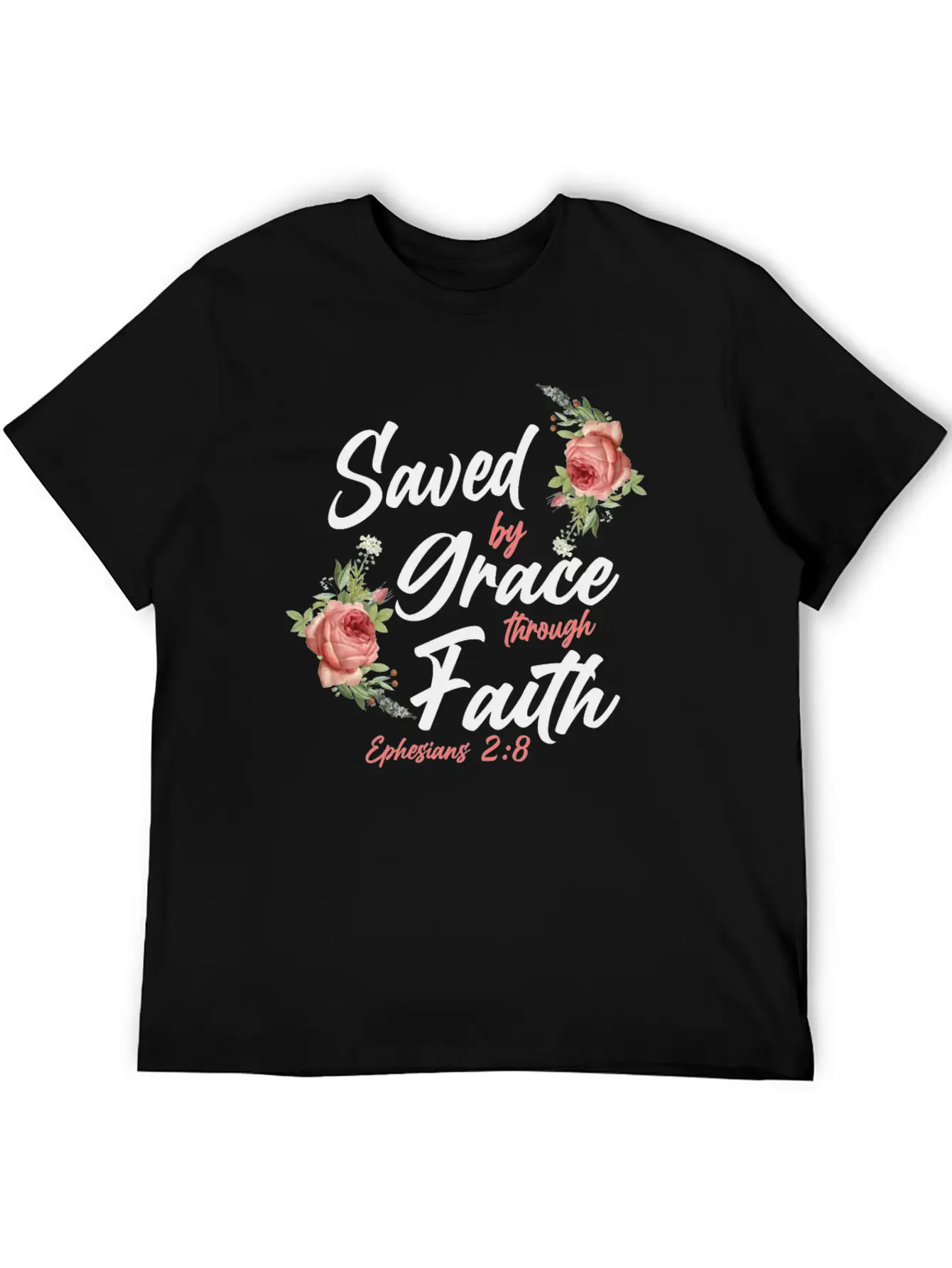 Christian Bible Verse Quote Rose Breathable Soft Cotton T-Shirt – Timeless Casual Look