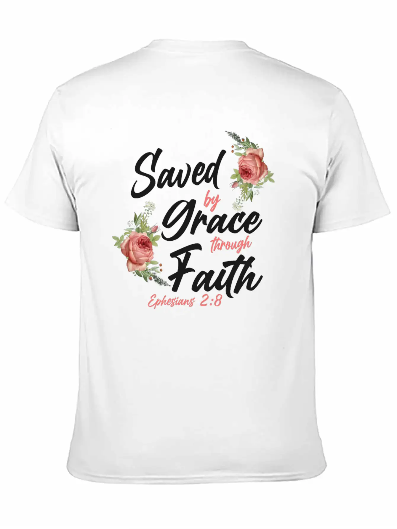 Christian Bible Verse Quote Rose Breathable Soft Cotton T-Shirt – Timeless Casual Look