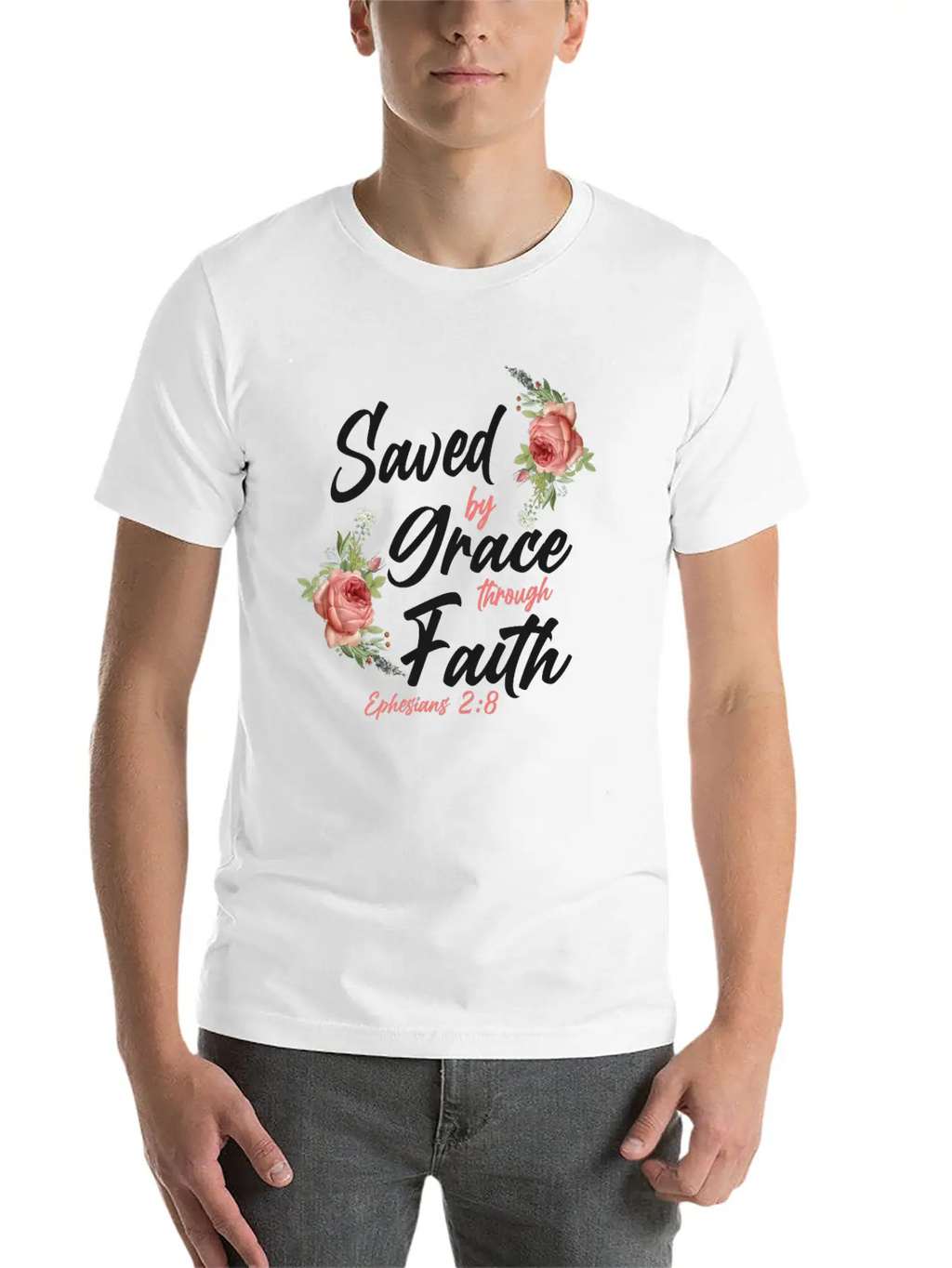 Christian Bible Verse Quote Rose Breathable Soft Cotton T-Shirt – Timeless Casual Look