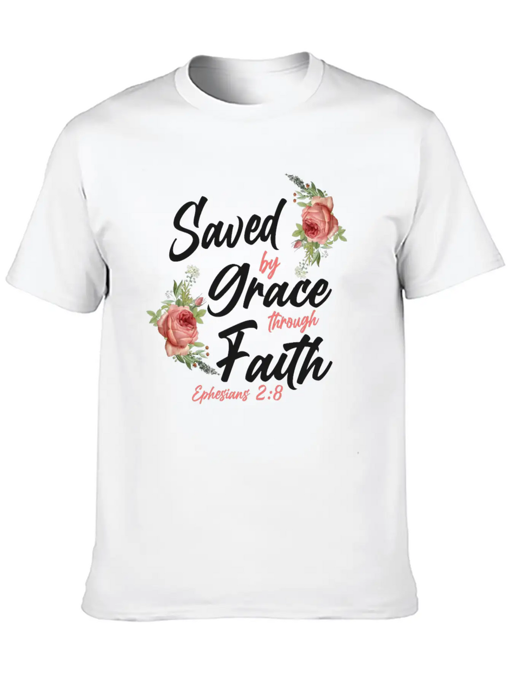 Christian Bible Verse Quote Rose Breathable Soft Cotton T-Shirt – Timeless Casual Look